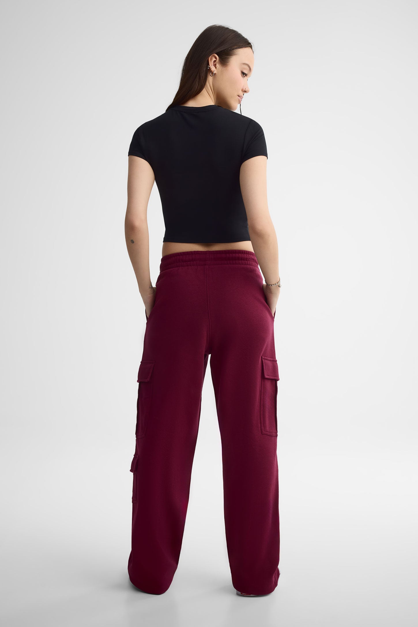 T-shirt ajusté et écourté - Femme && NOIR