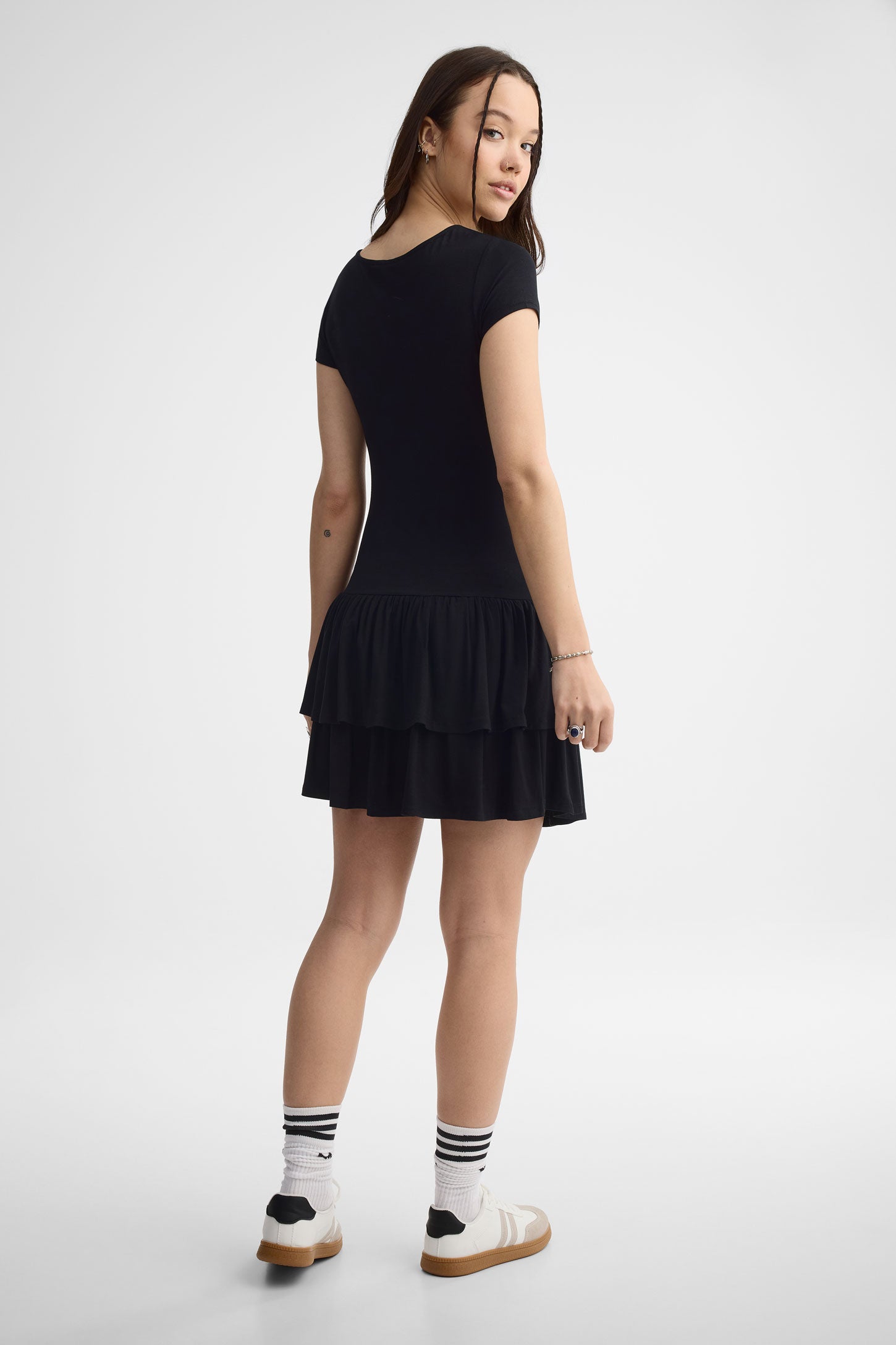 Robe col bateau à manches cap - Femme && NOIR