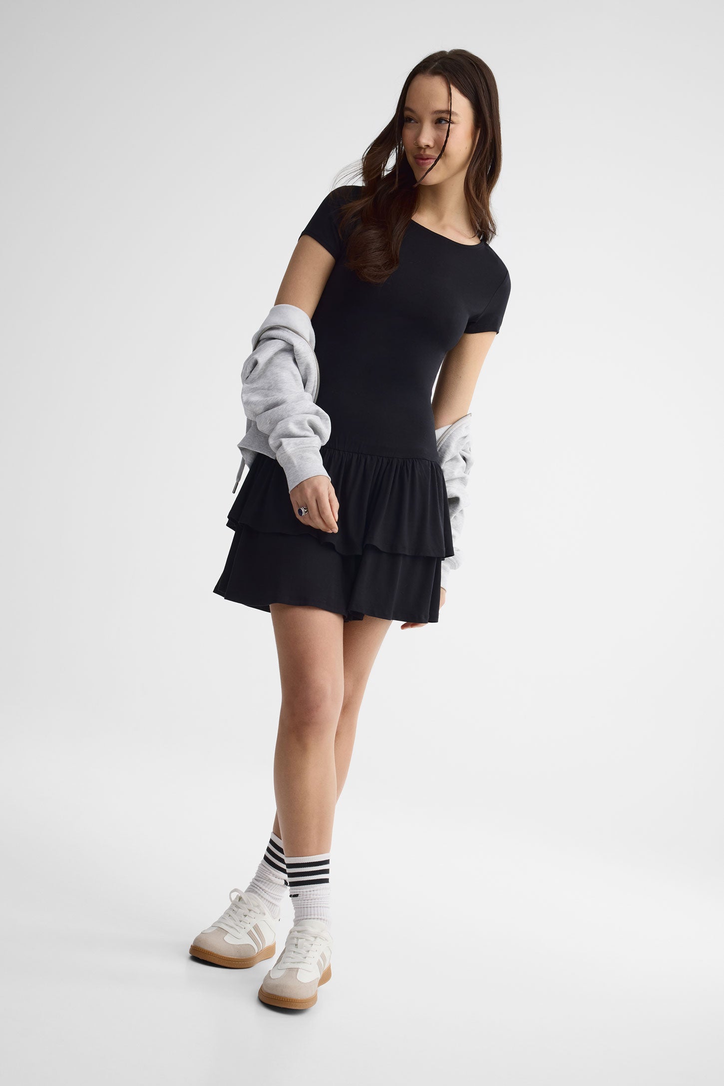 Robe col bateau à manches cap - Femme && NOIR