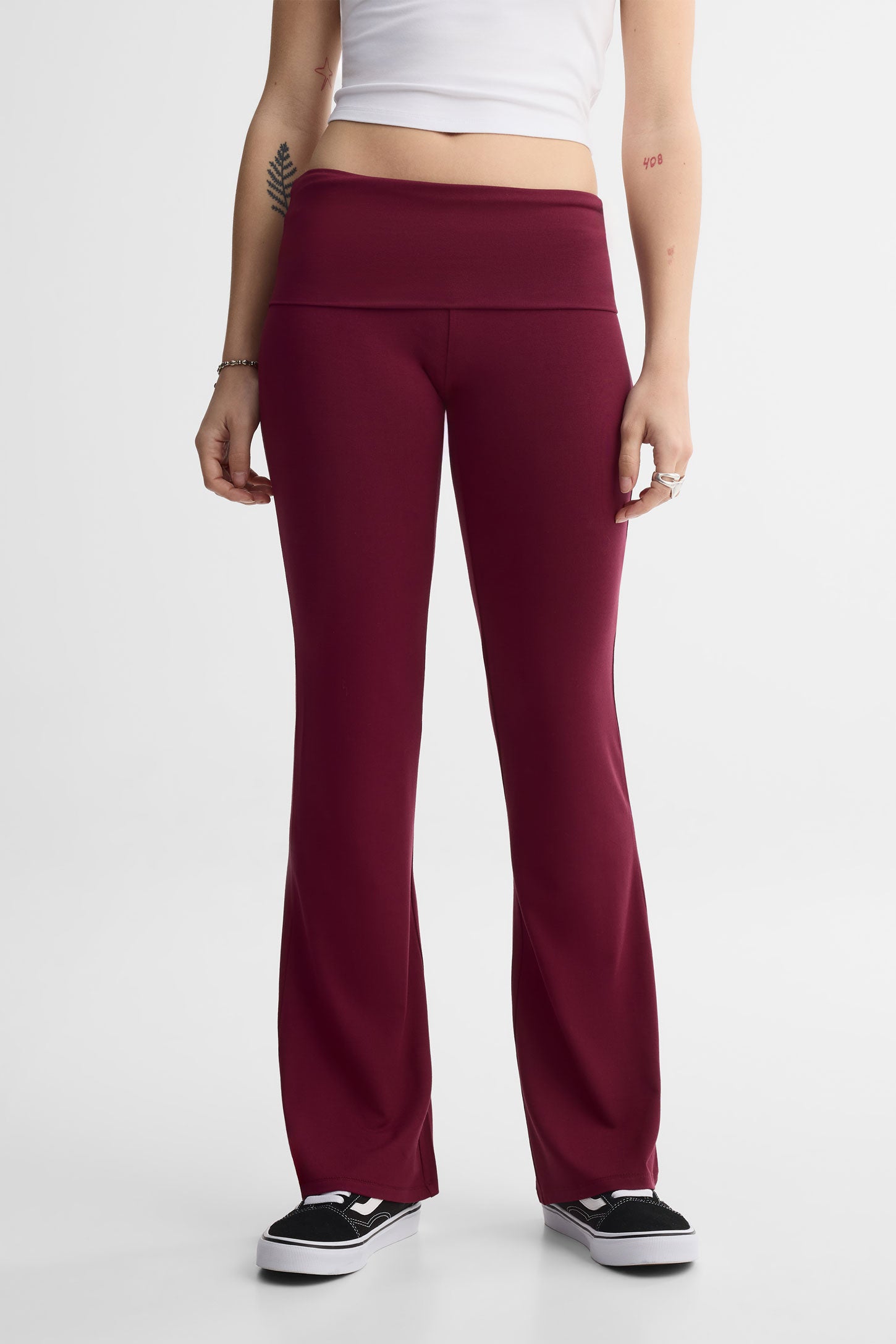 Legging bootcut évasé en heavy rayon - Femme && ROUGE VIN
