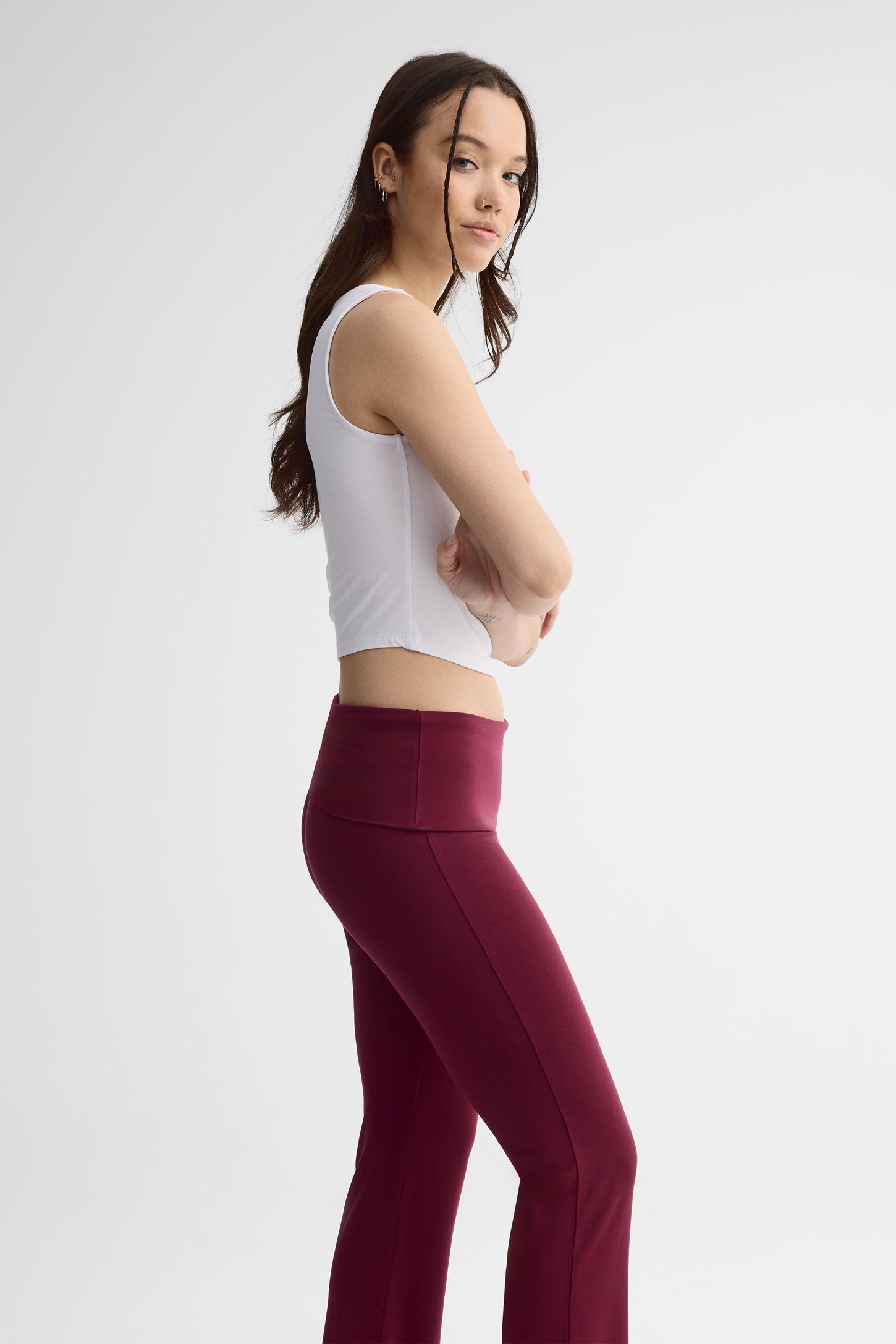 Legging bootcut évasé en heavy rayon - Femme && ROUGE VIN
