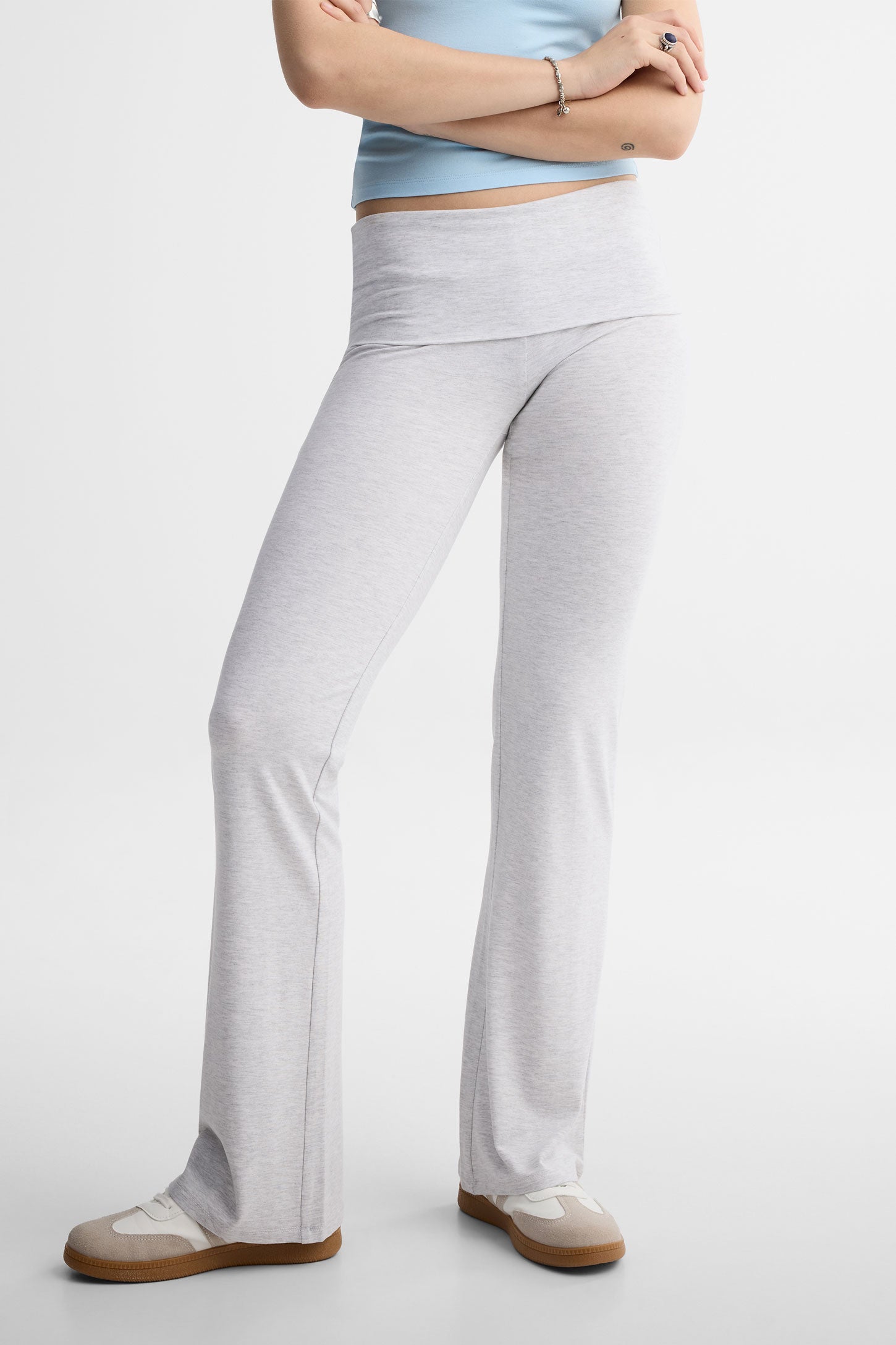Legging bootcut évasé en heavy rayon - Femme && GRIS MIXTE