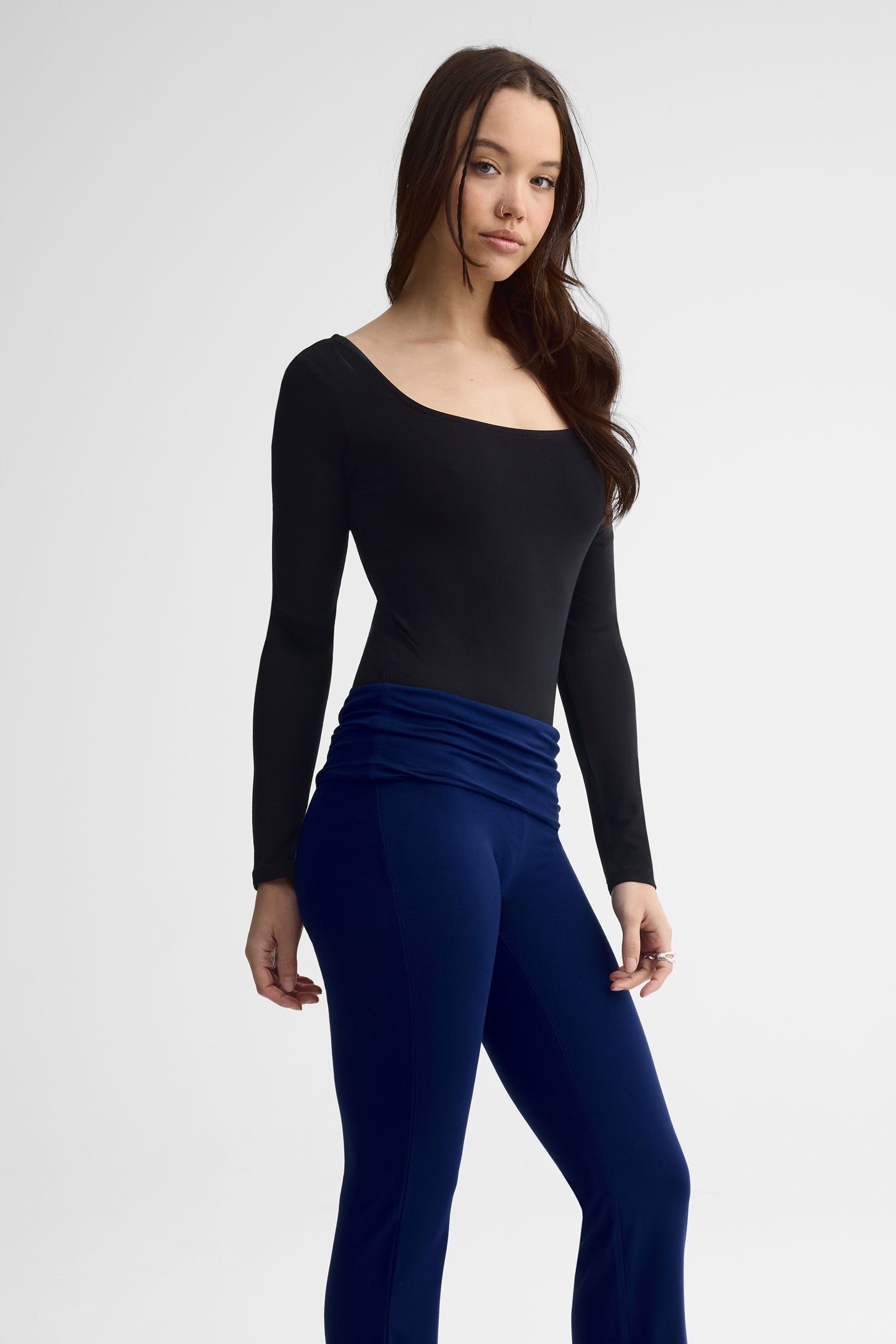 Legging bootcut évasé en heavy rayon - Femme && BLEU FONCE