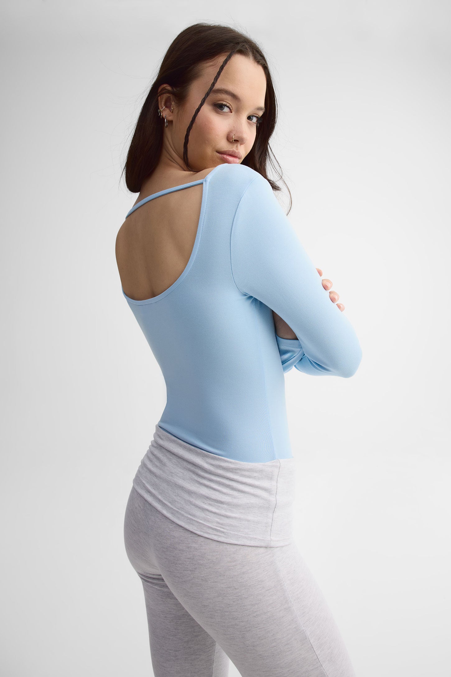 Justaucorps manches longues - Femme && BLEU PALE