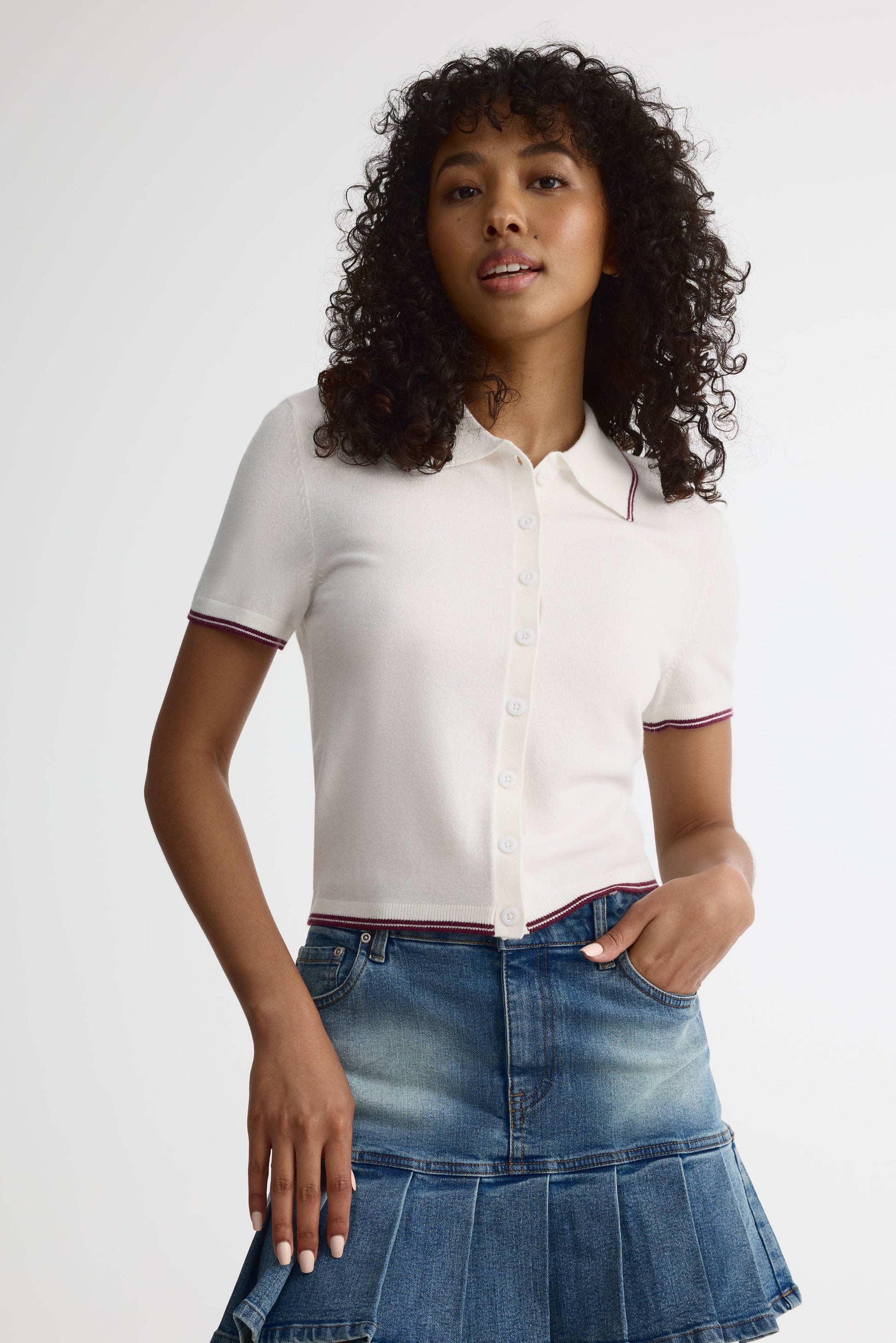 Polo manches courtes - Femme && BLANC CASSÉ
