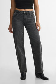 Jeans ''skater'' coupe ample - Femme && DENIM GRIS
