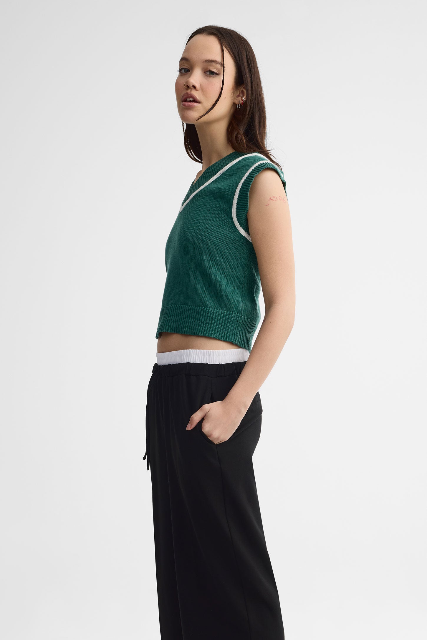 Pantalon taille haute jambe large – Femme && NOIR