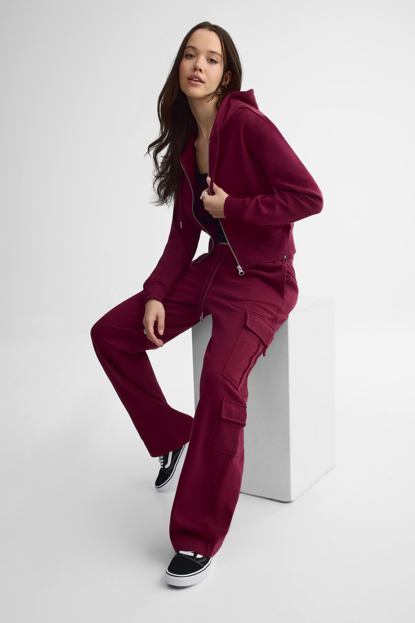 Veste ouatée à manches longues – Jeune femme && ROUGE VIN