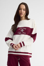 Chandail col rond coton ouaté surdimensionné - Femme && ROUGE/MULTI