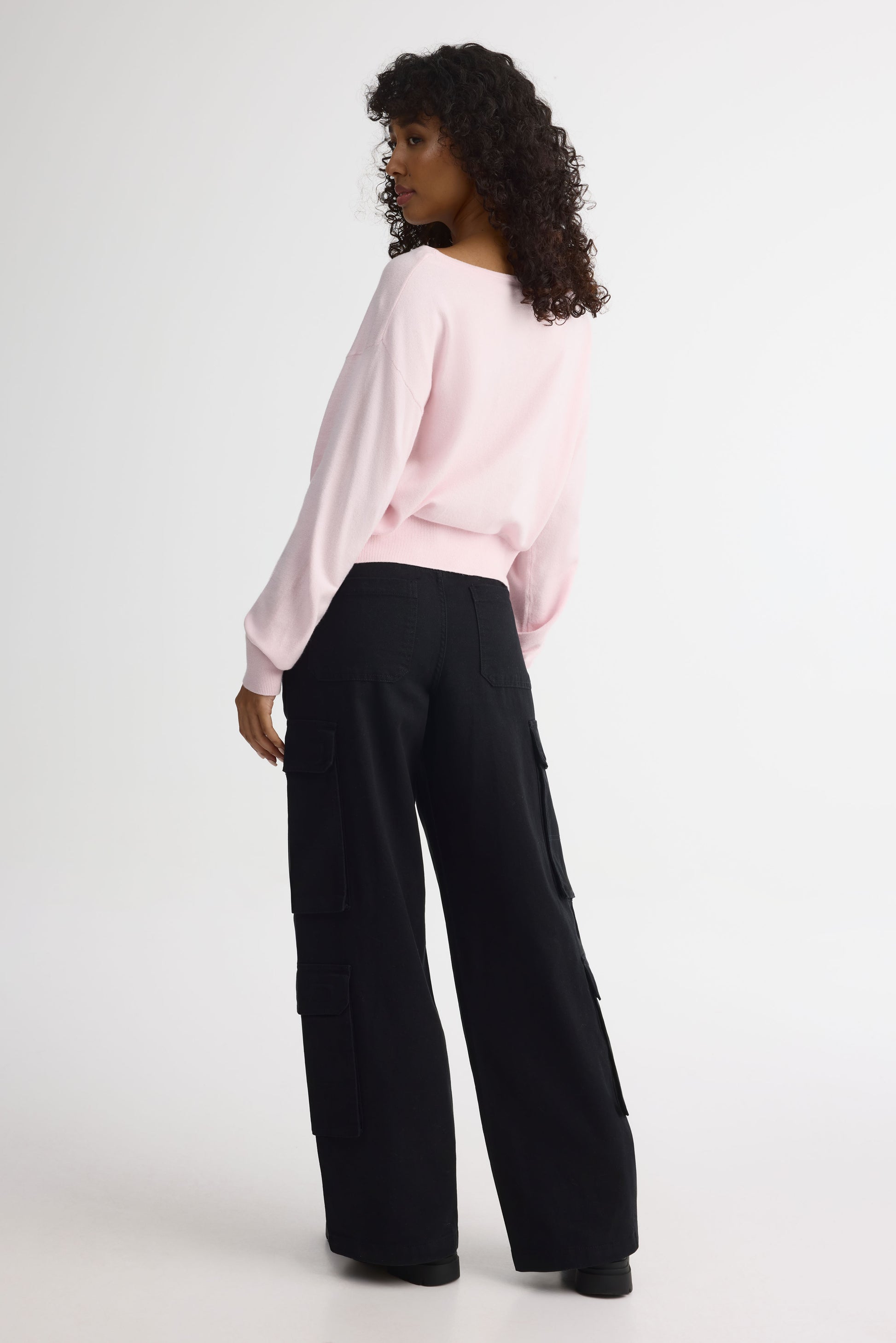 Pantalon cargo taille semi-haute - Femme && NOIR