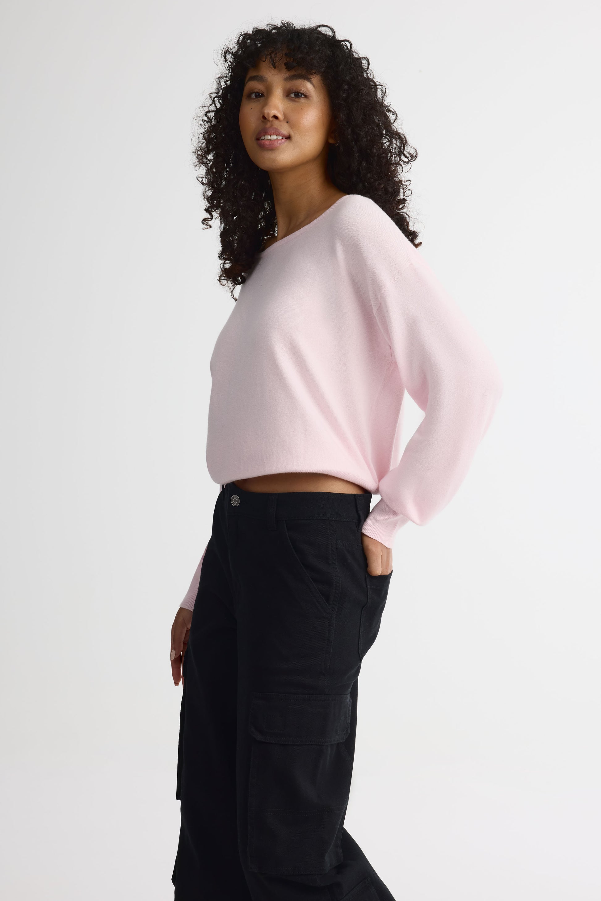 Pantalon cargo taille semi-haute - Femme && NOIR