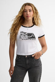 T-shirt col rond coton - Femme && BLANC MULTI