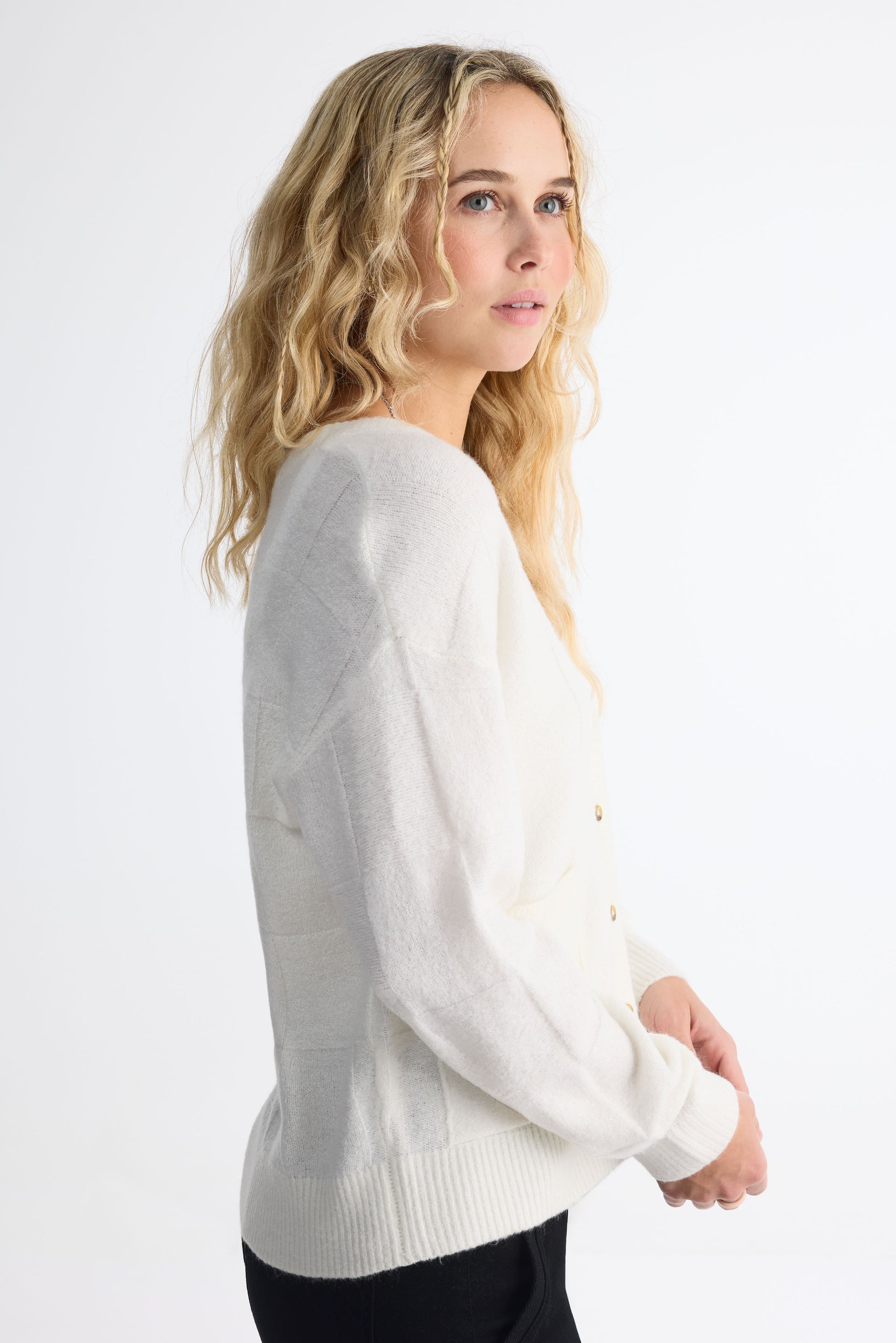 Cardigan à poches - Femme && BLANC CASSÉ