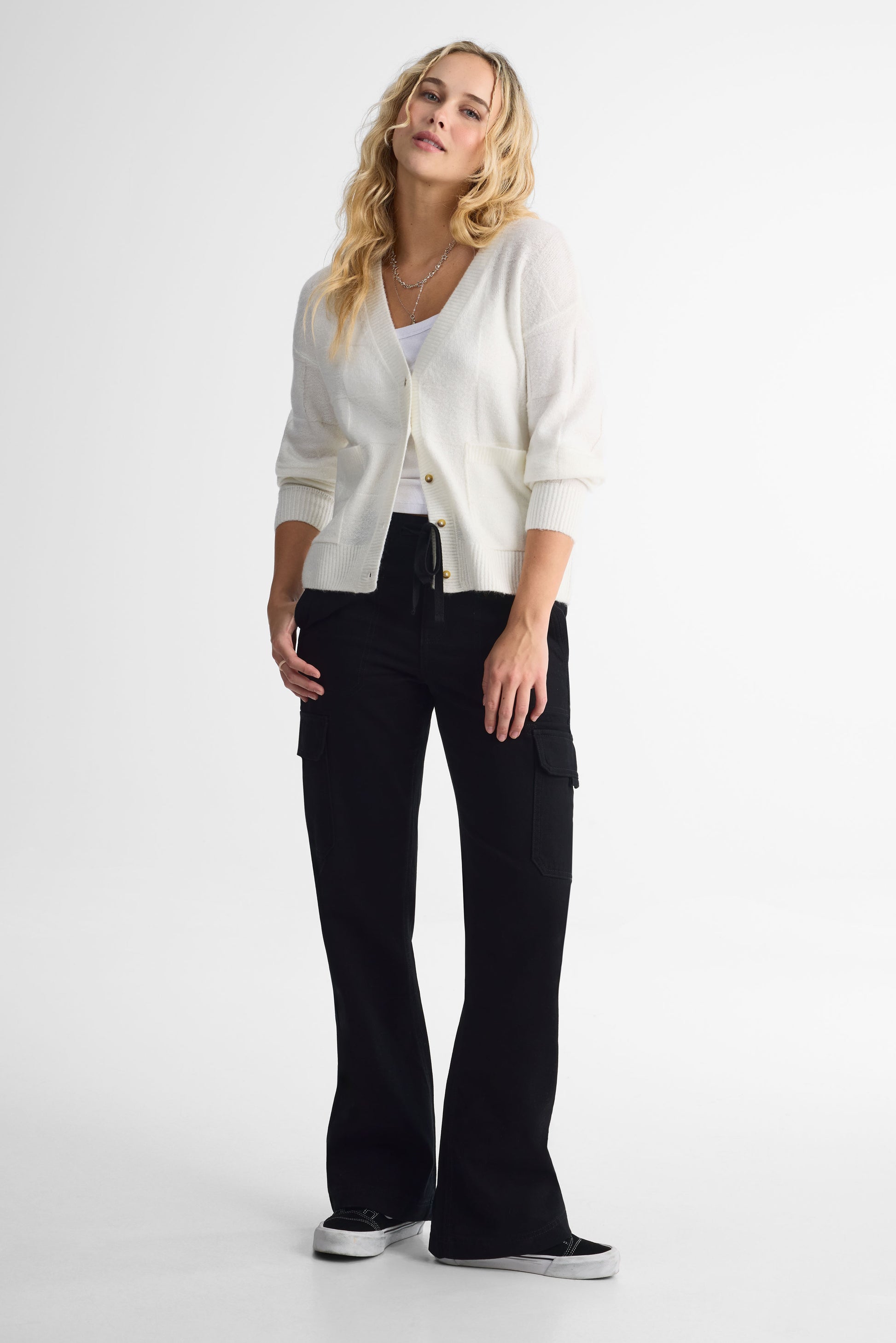 Cardigan à poches - Femme && BLANC CASSÉ