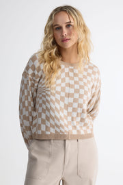 Chandail col rond tricot - Femme && BLANC CASSÉ/MULTI