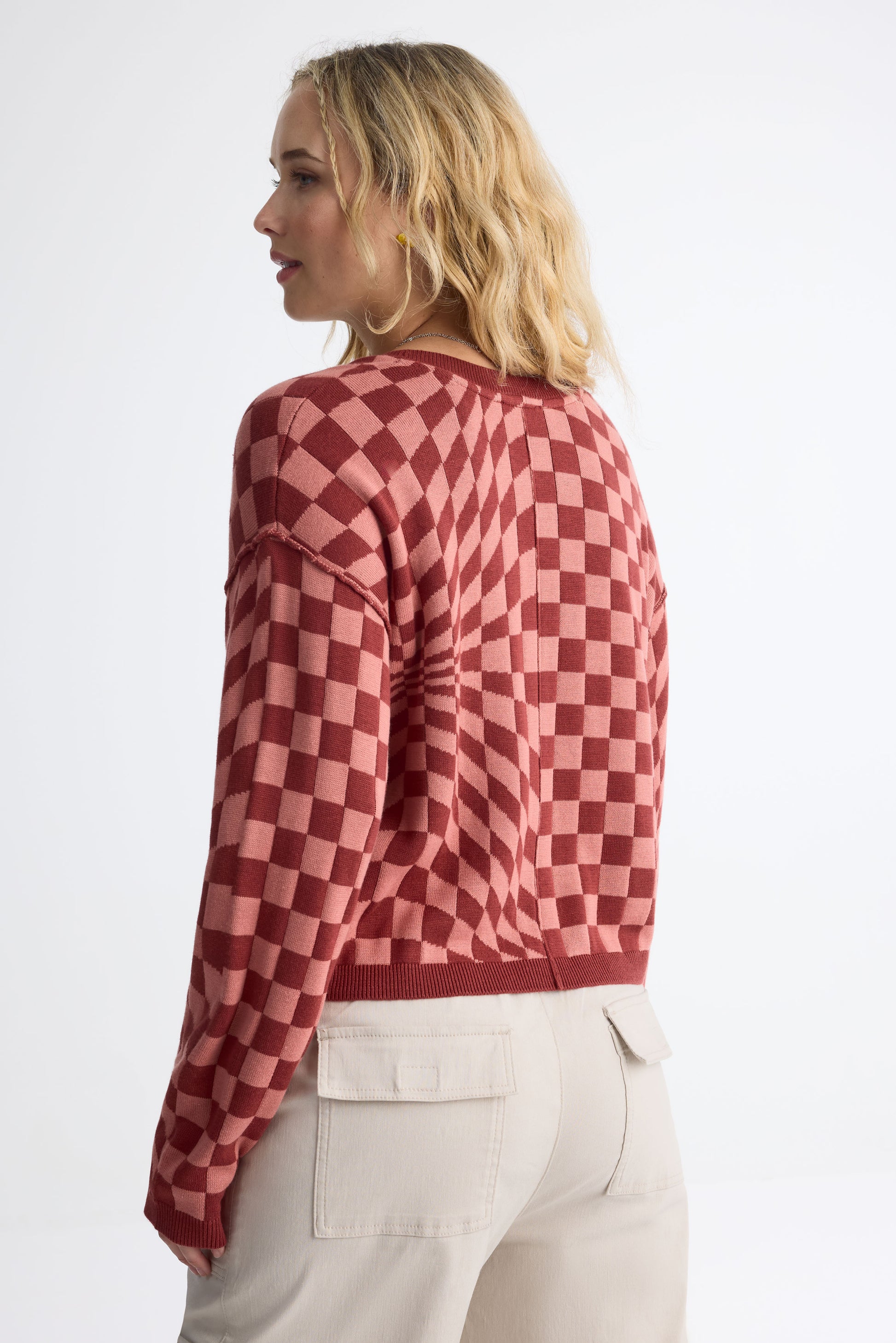 Chandail col rond tricot - Femme && ROUGE/MULTI