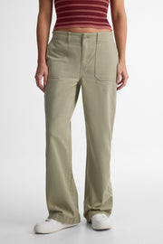 Pantalon taille semi-haute en twill - Femme && KAKI