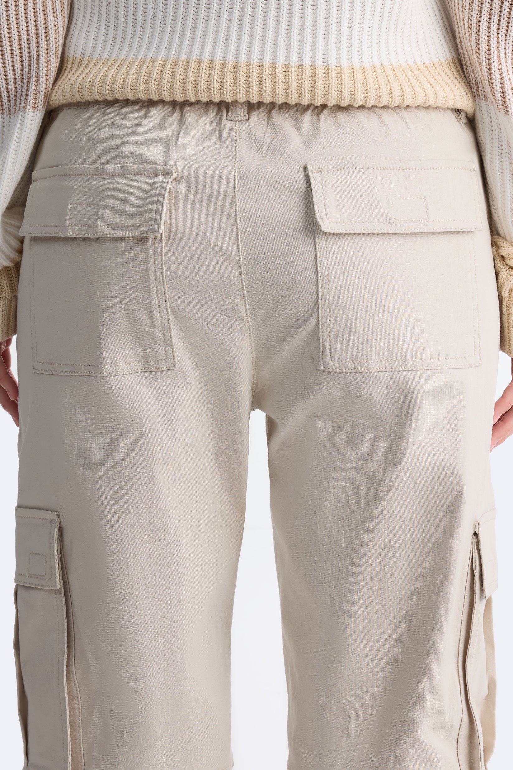 Pantalon cargo taille haute - Jeune femme && OATMEAL