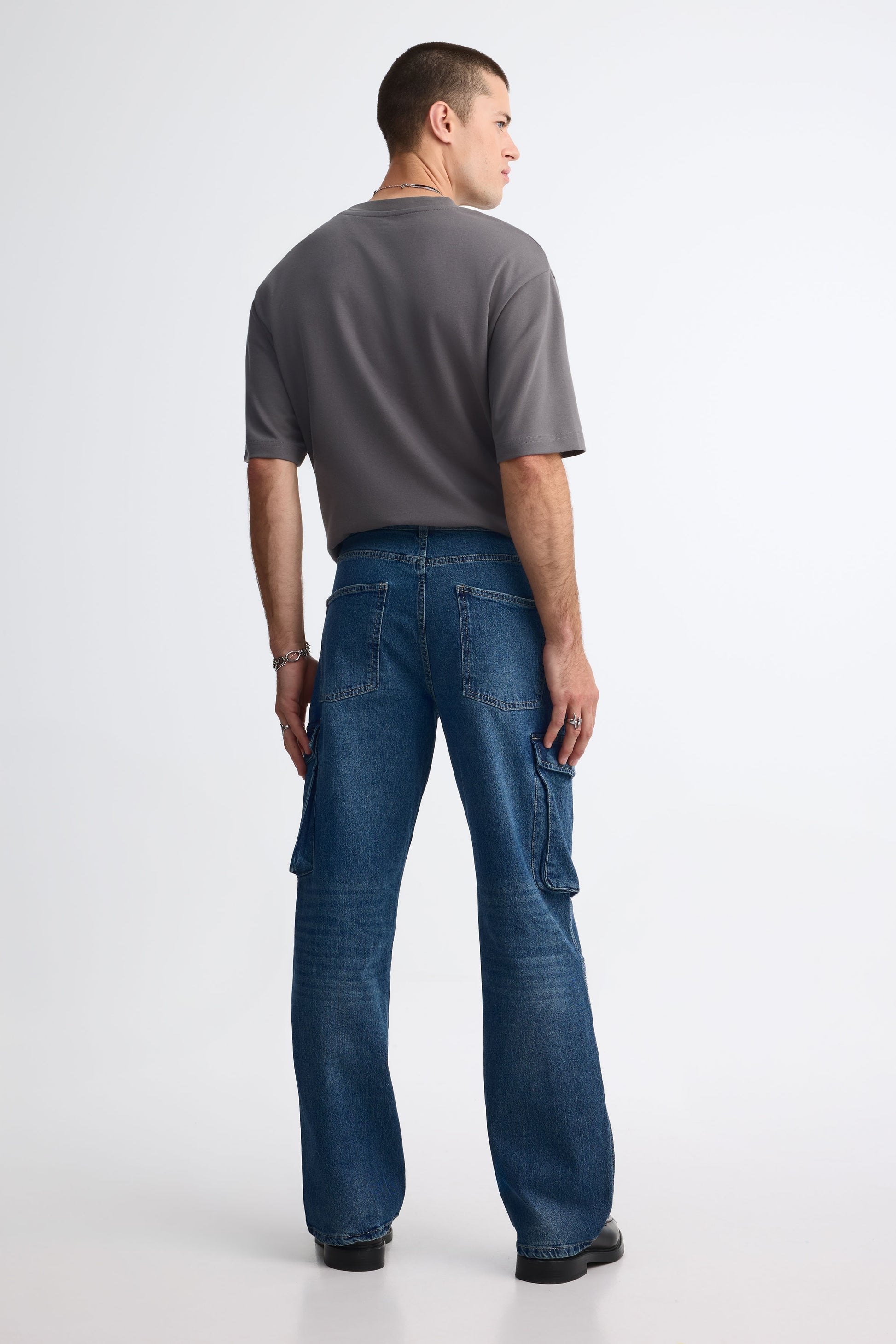 Jeans cargo ''skater'' coupe ample - Homme && DENIM MOYEN