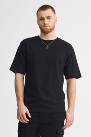 T-shirt col rond coupe surdimensionnée - Homme && NOIR