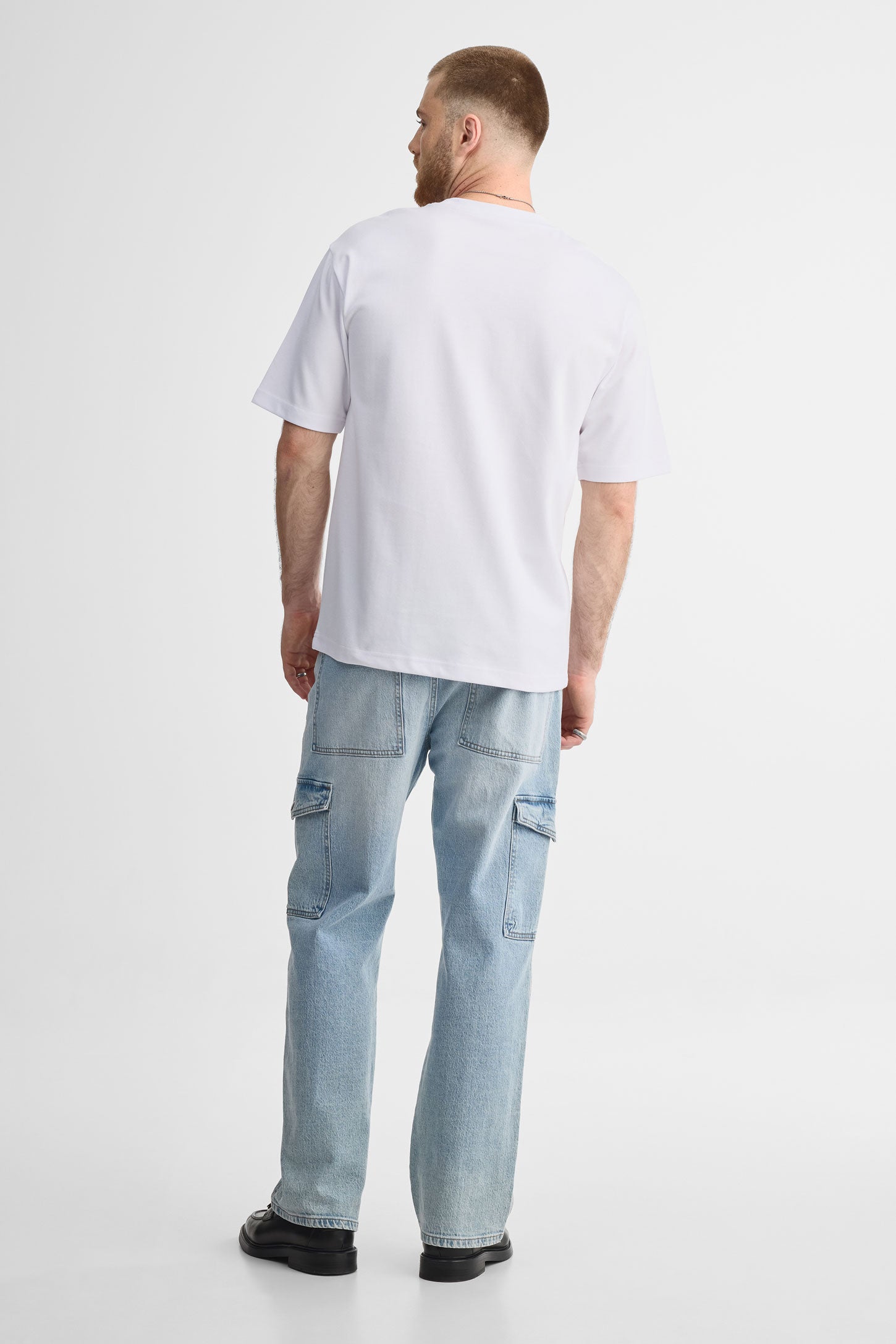 T-shirt col rond coupe surdimensionnée - Homme && BLANC