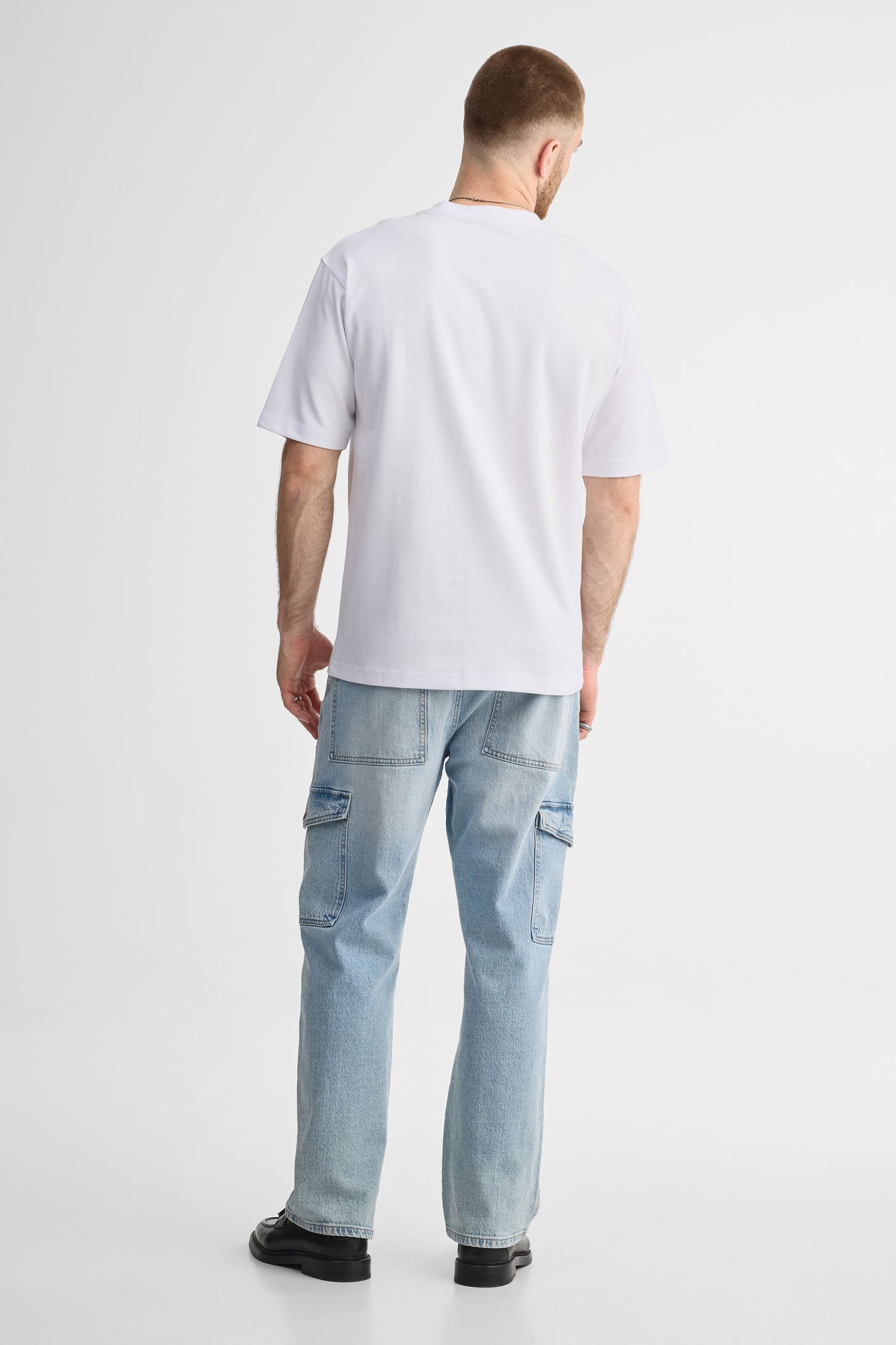 T-shirt col rond coupe surdimensionnée - Homme && BLANC
