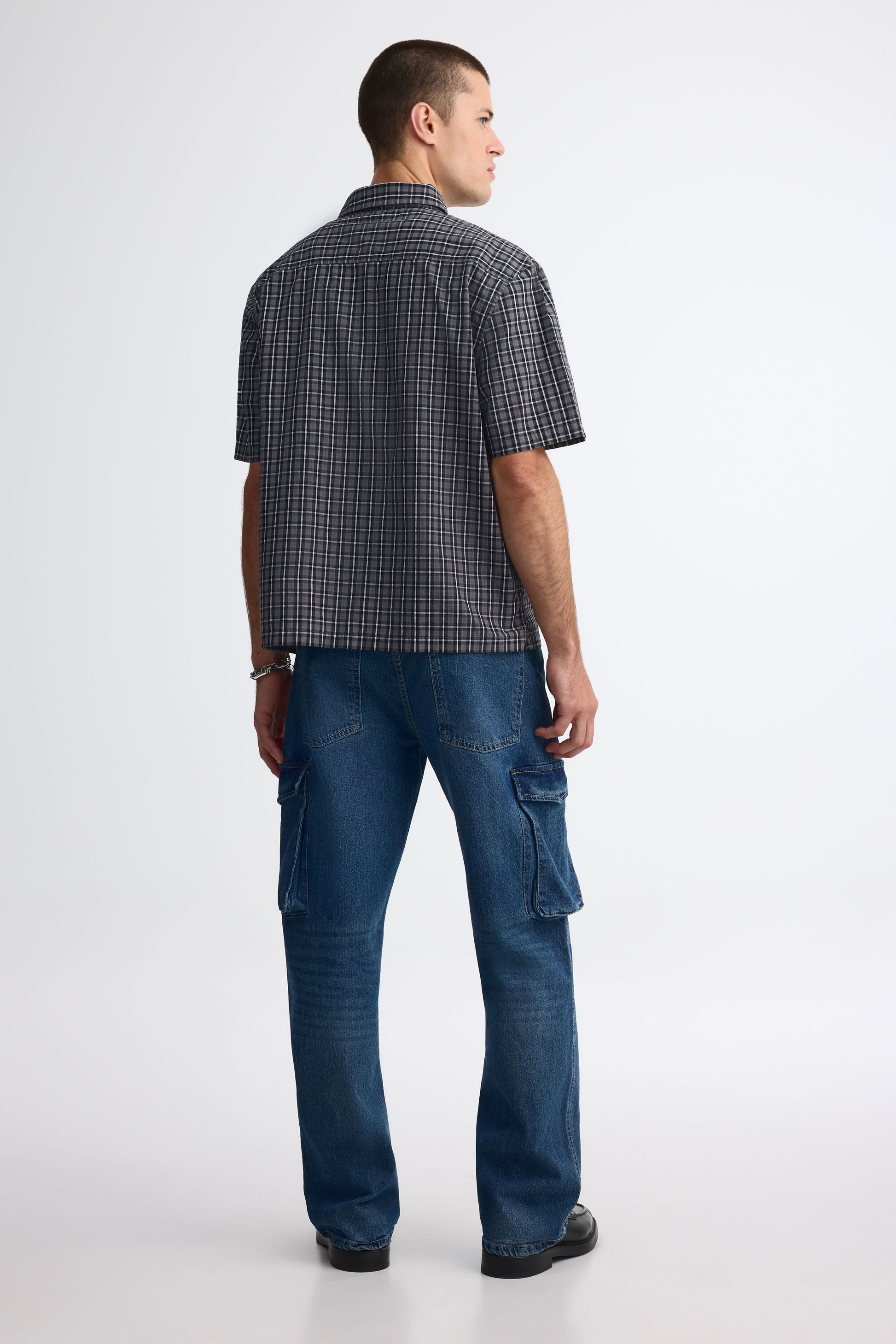 Chemise manches courtes à rayures - Homme && CHARBON/MULTI