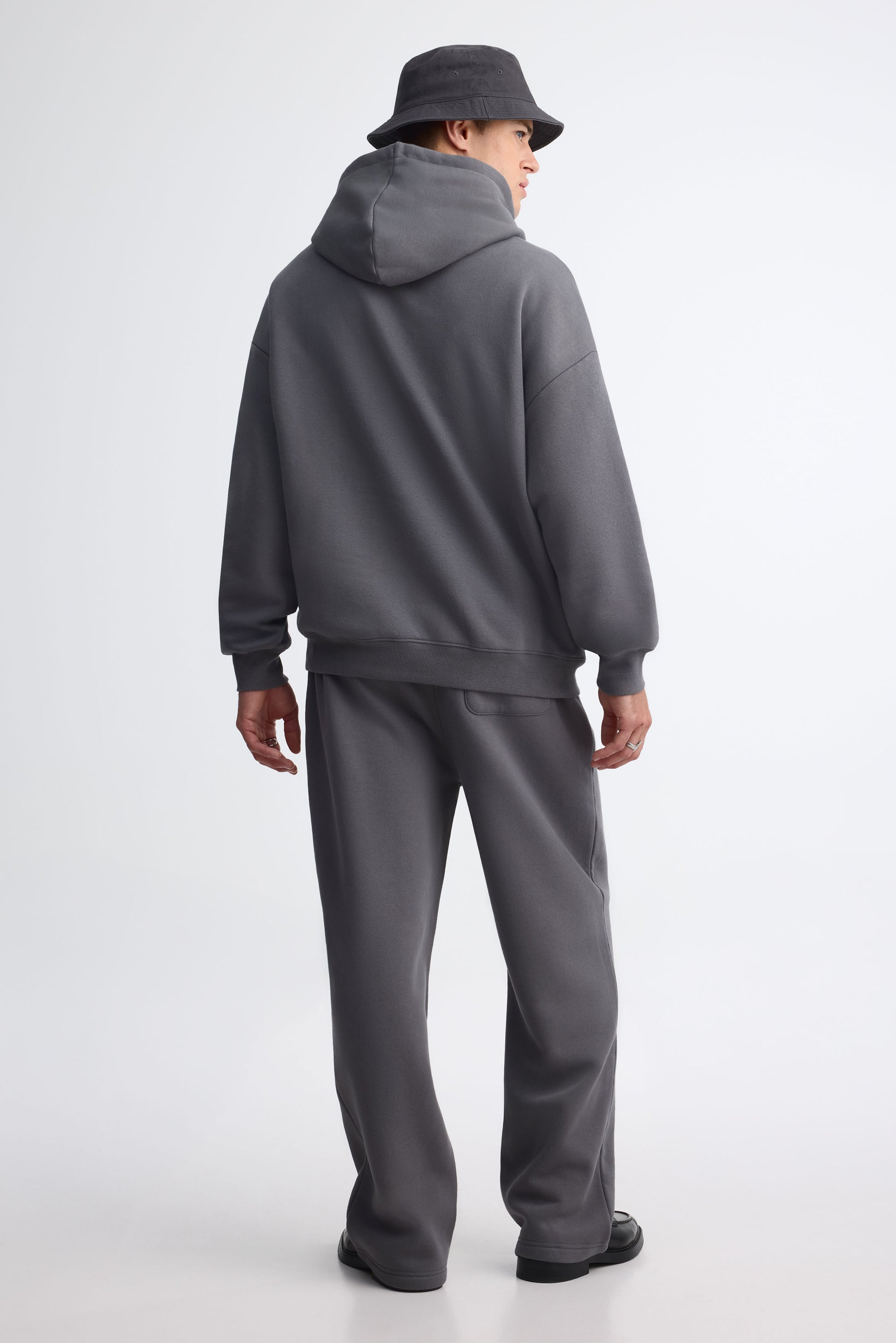 Chandail à capuchon coton ouaté - Homme && CHARBON