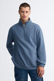 Chandail col montant coton ouaté - Homme && BLEU FONCE