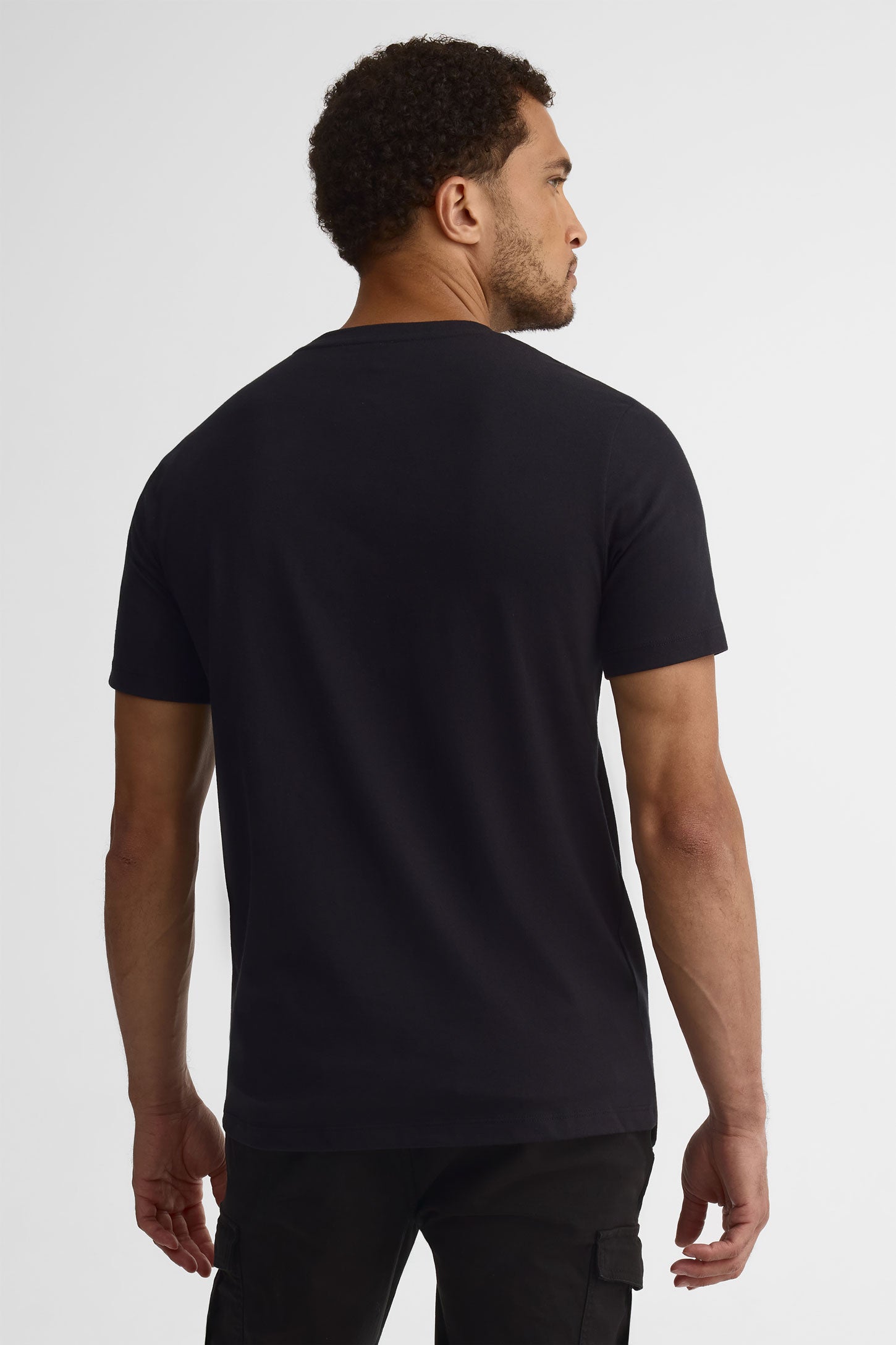 T-shirt col rond avec poche, 2/30$ - Homme && NOIR