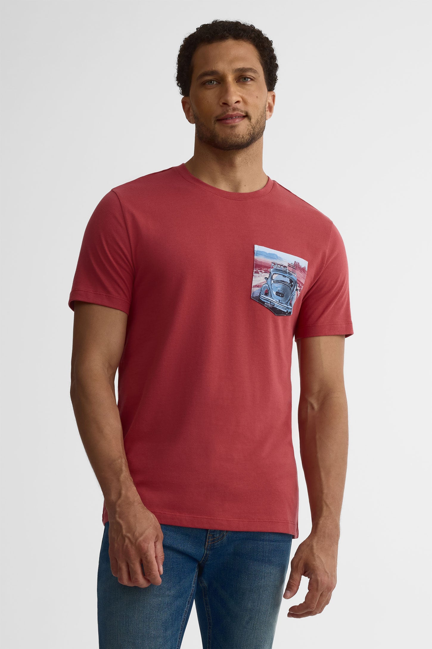 Chandail col rond avec poche, 2/30$ - Homme && ROUGE