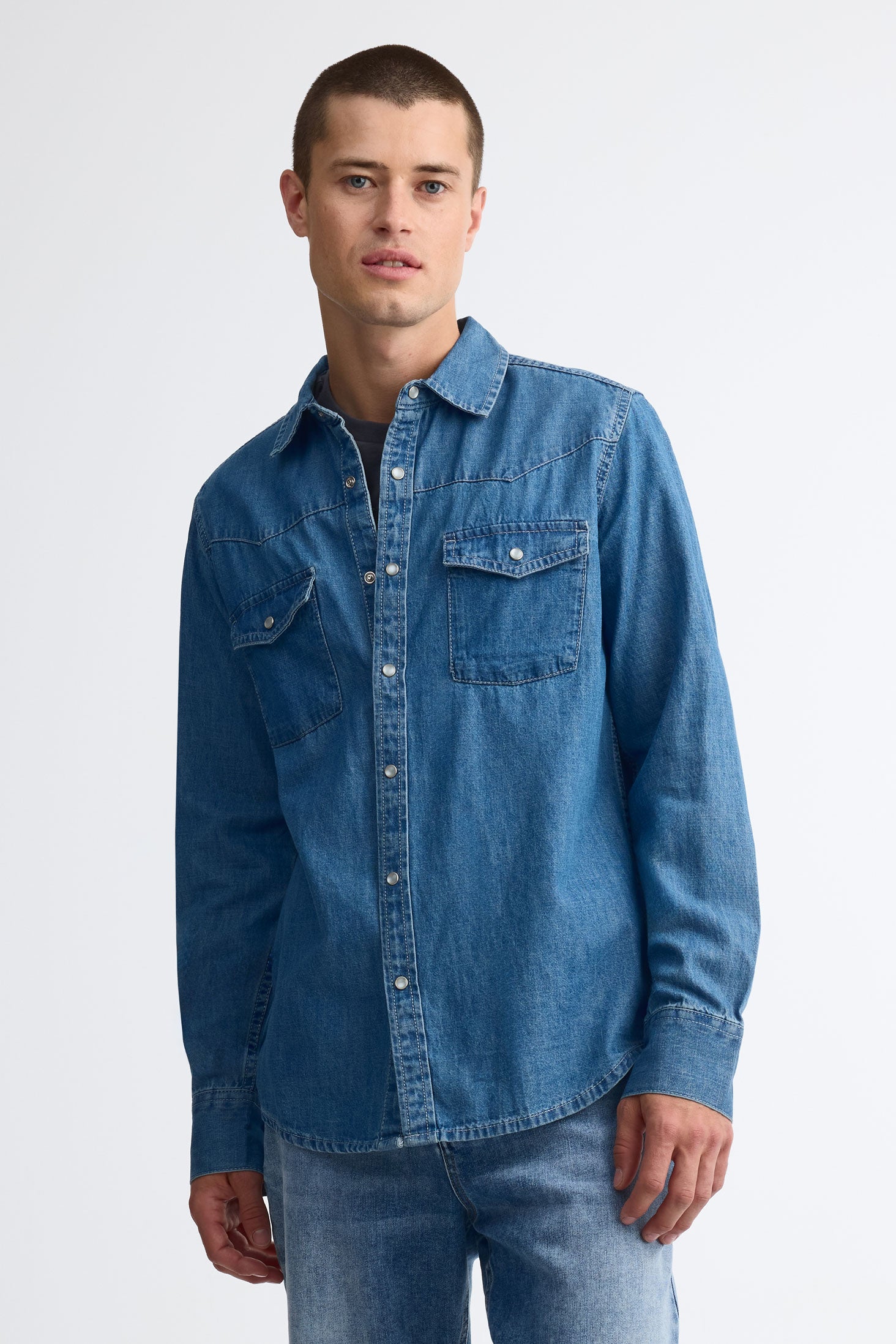Chemise en jeans western - Homme && DENIM MOYEN