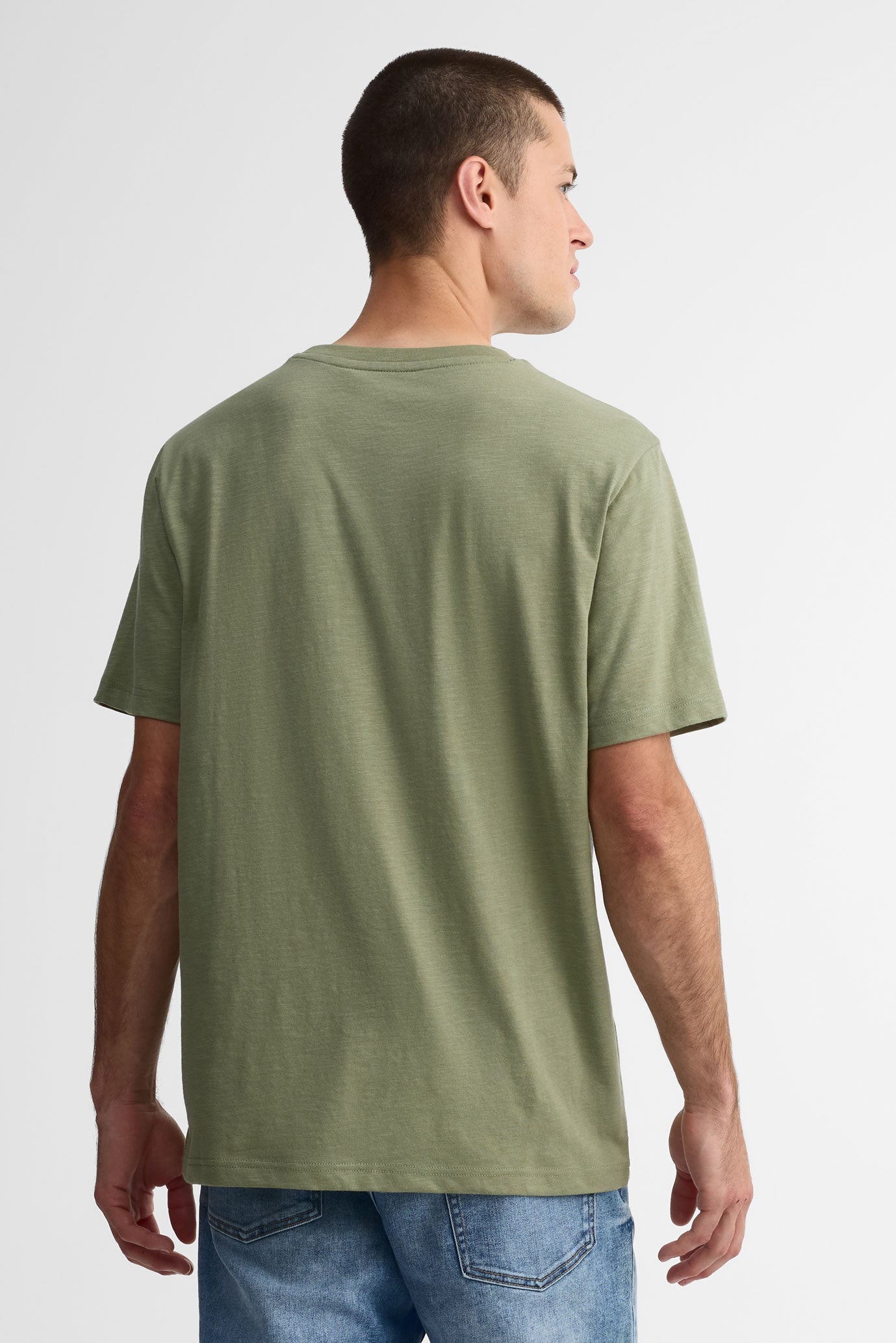 T-shirt col rond coton - Homme && KAKI