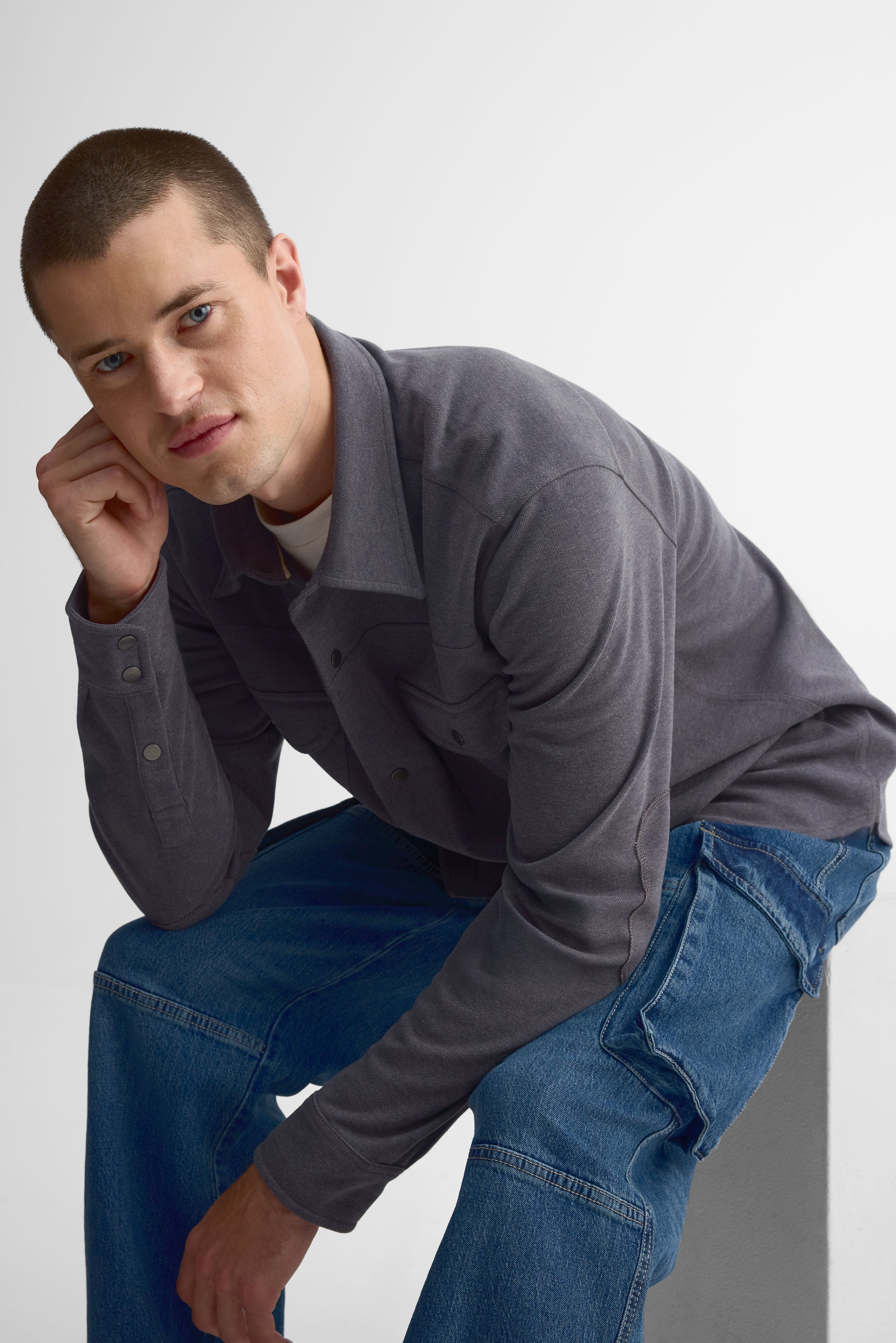 Surchemise en twill brossé - Homme && CHARBON