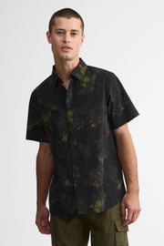Chemise manches courtes imprimée en popeline - Homme && NOIR/MULTI
