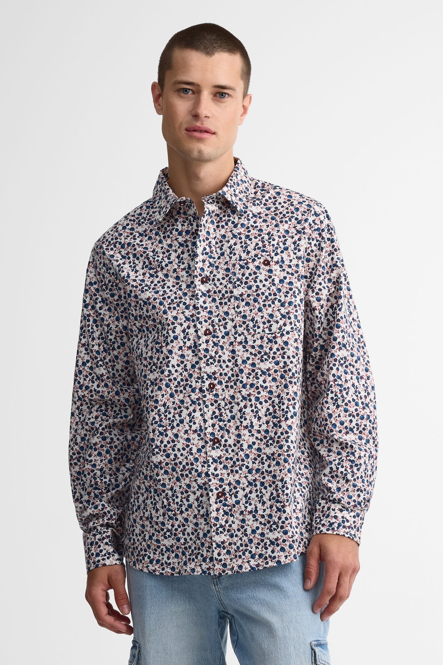 Chemise à manches longues imprimée - Homme && ROSE MULTI