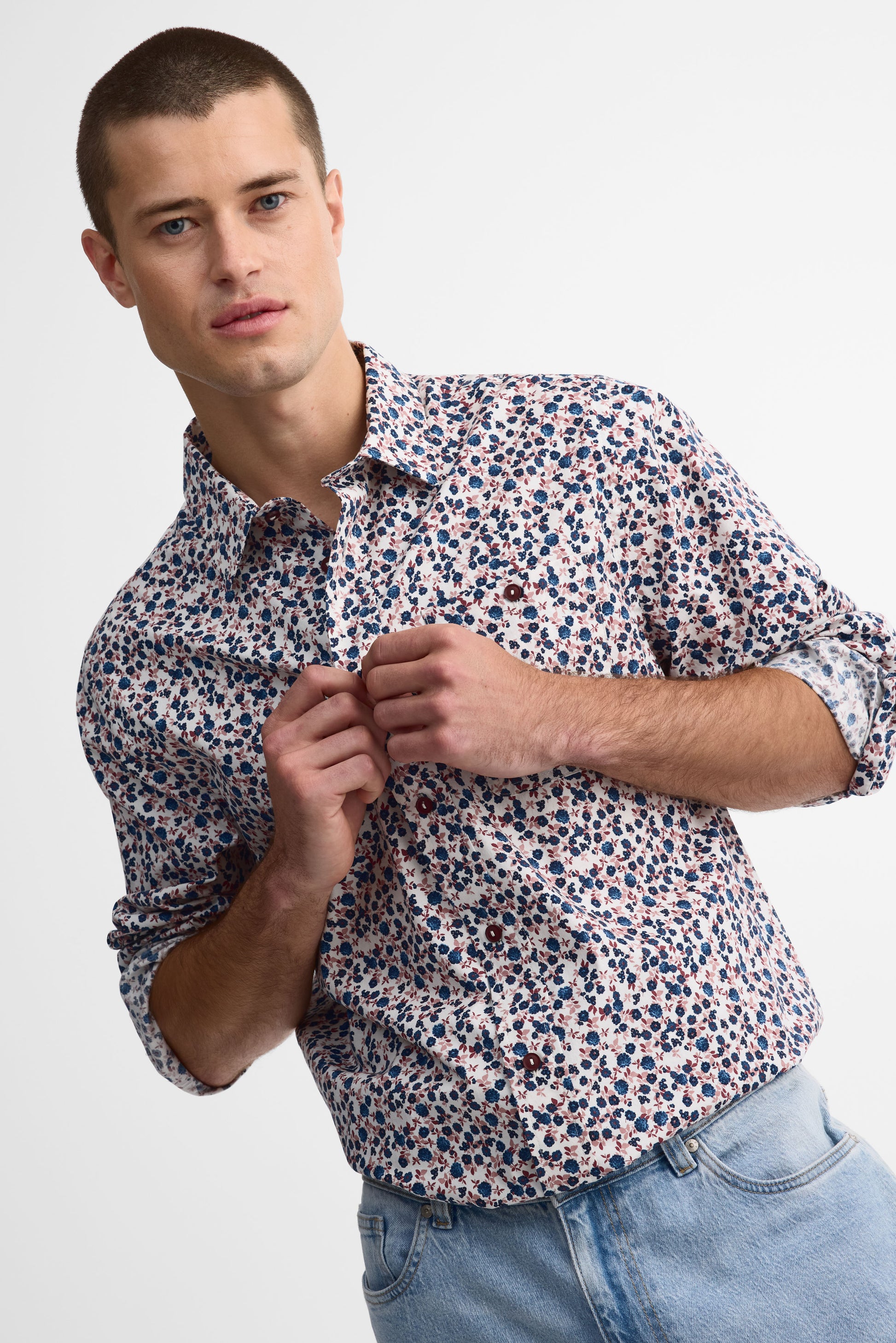 Chemise à manches longues imprimée - Homme && ROSE MULTI