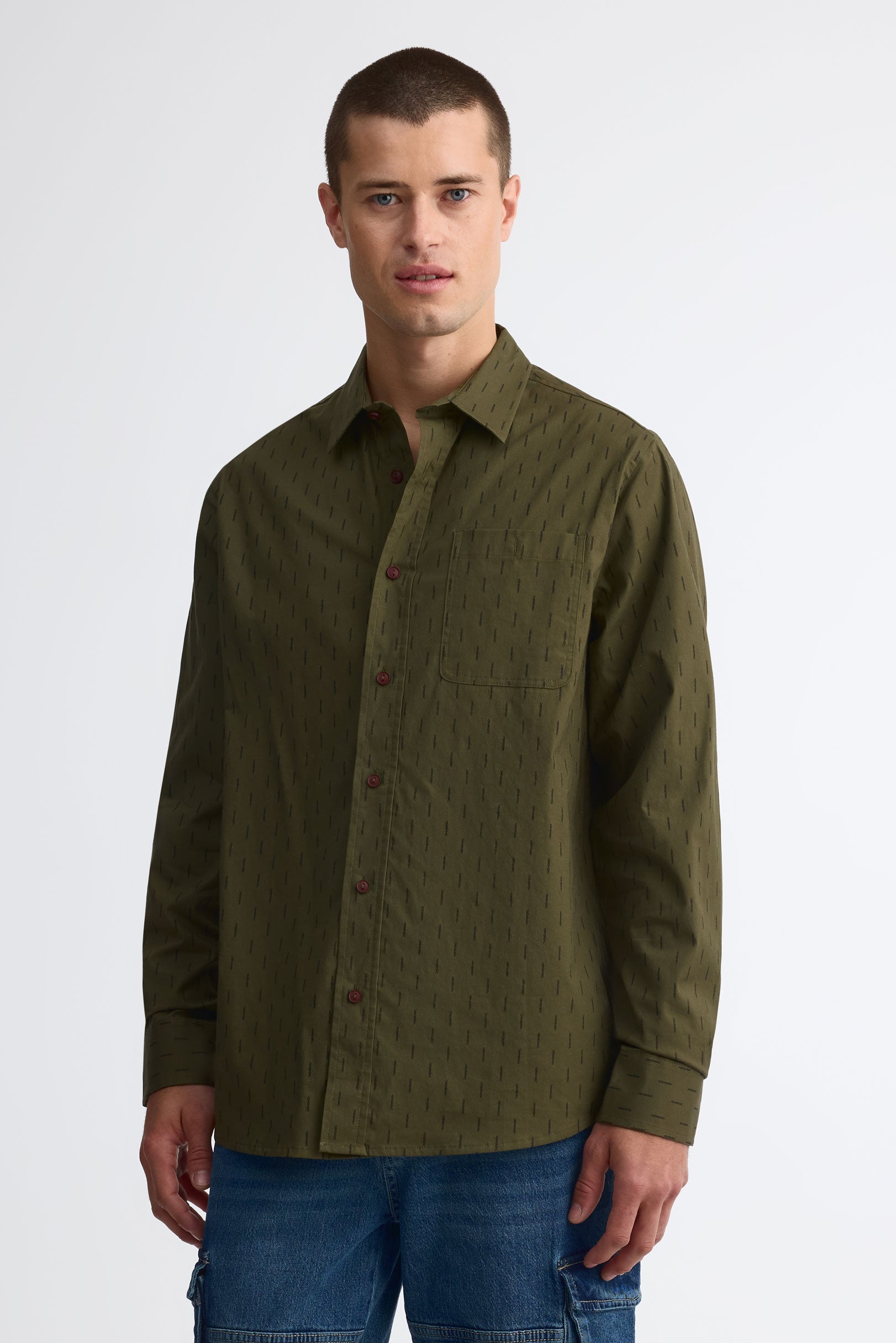 Chemise à manches longues imprimée - Homme && KAKI/MULTI
