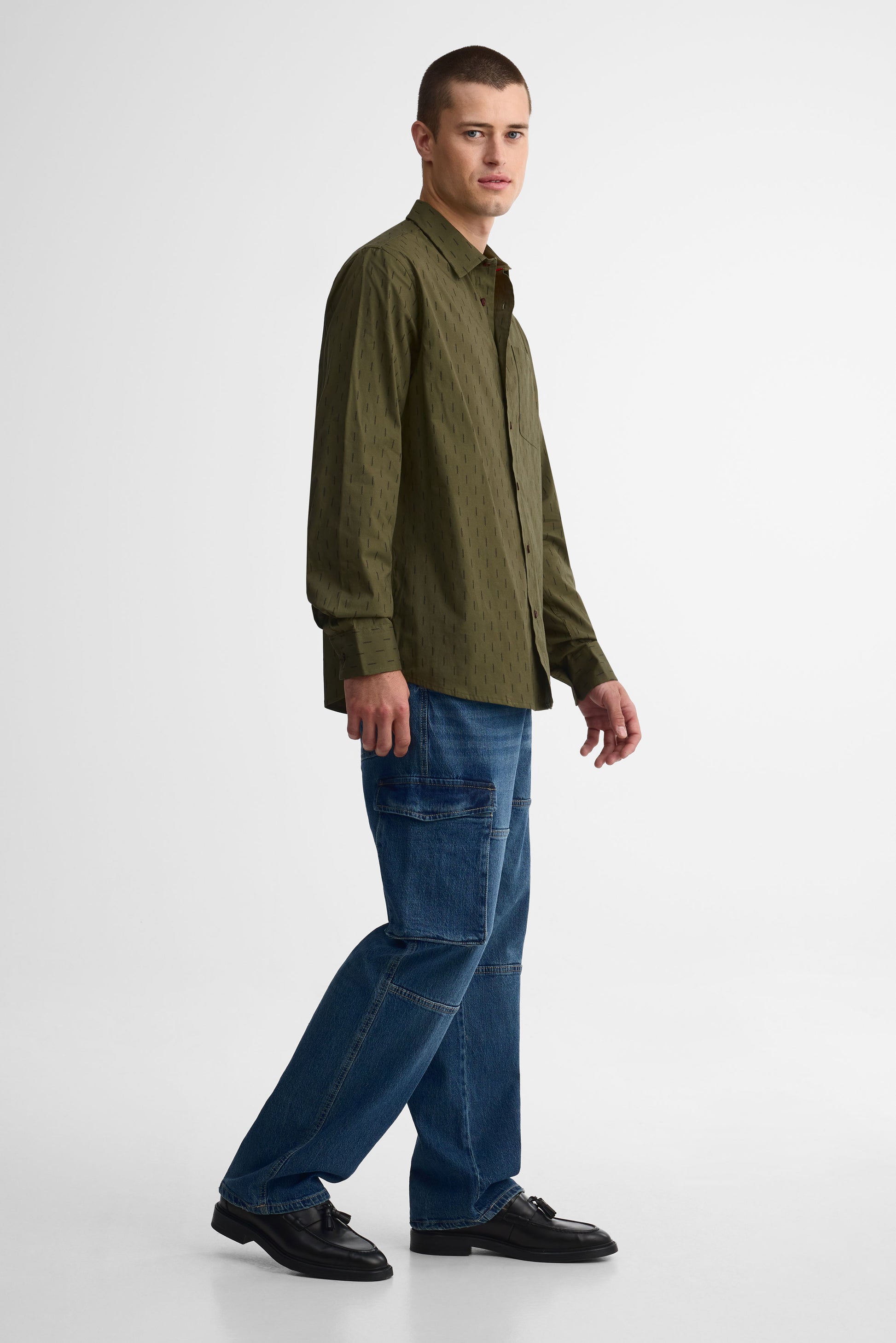 Chemise à manches longues imprimée - Homme && KAKI/MULTI