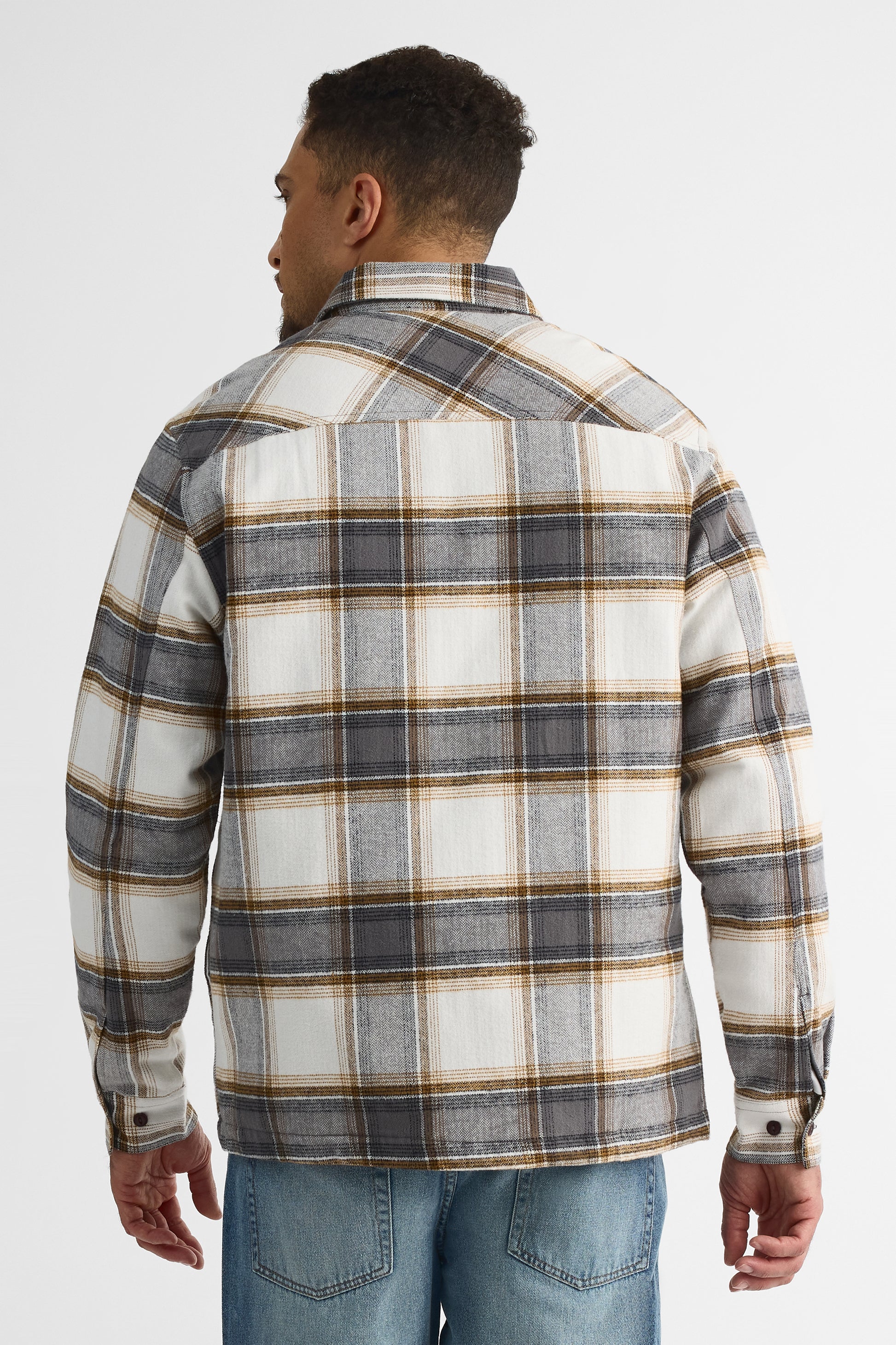 Chemise à manches longues en flanelle - Homme && CHARBON/MULTI