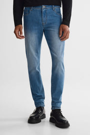 Jeans slim tapered fit en denim luxe - Homme && DENIM PALE