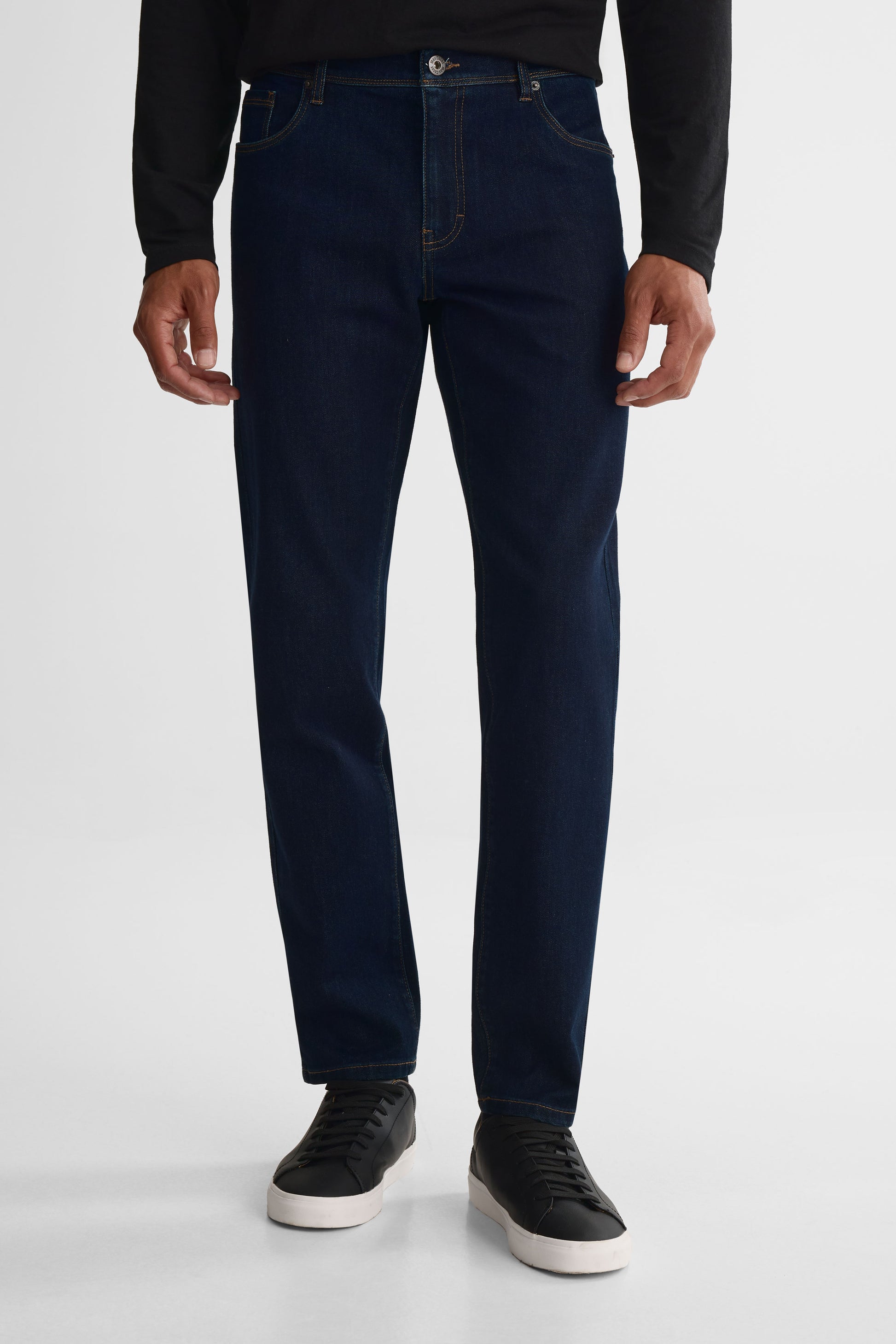 Jeans slim tapered fit en denim luxe - Homme && DENIM FONCE