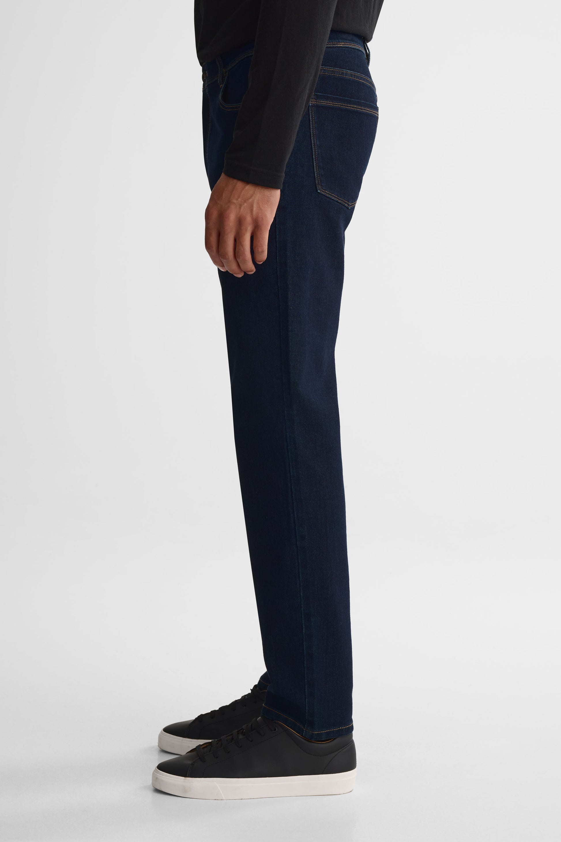 Jeans slim tapered fit en denim luxe - Homme && DENIM FONCE