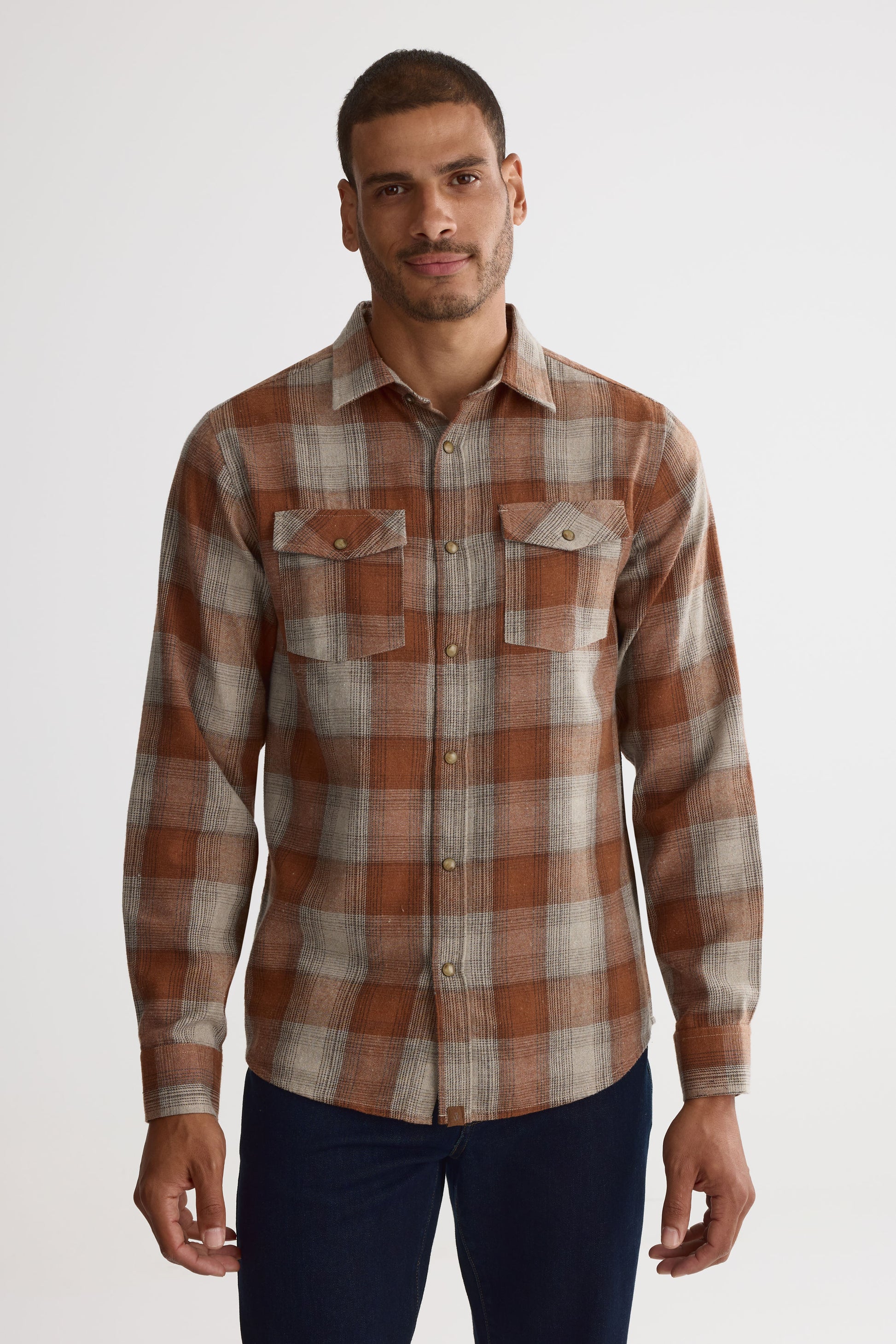 Chemise à carreaux en flanelle - Homme && BEIGE/MULTI