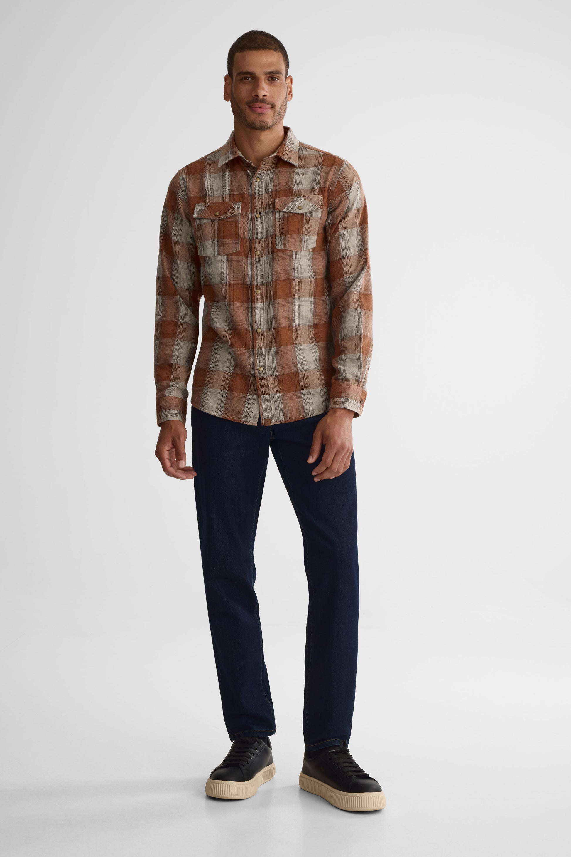 Chemise à carreaux en flanelle - Homme && BEIGE/MULTI