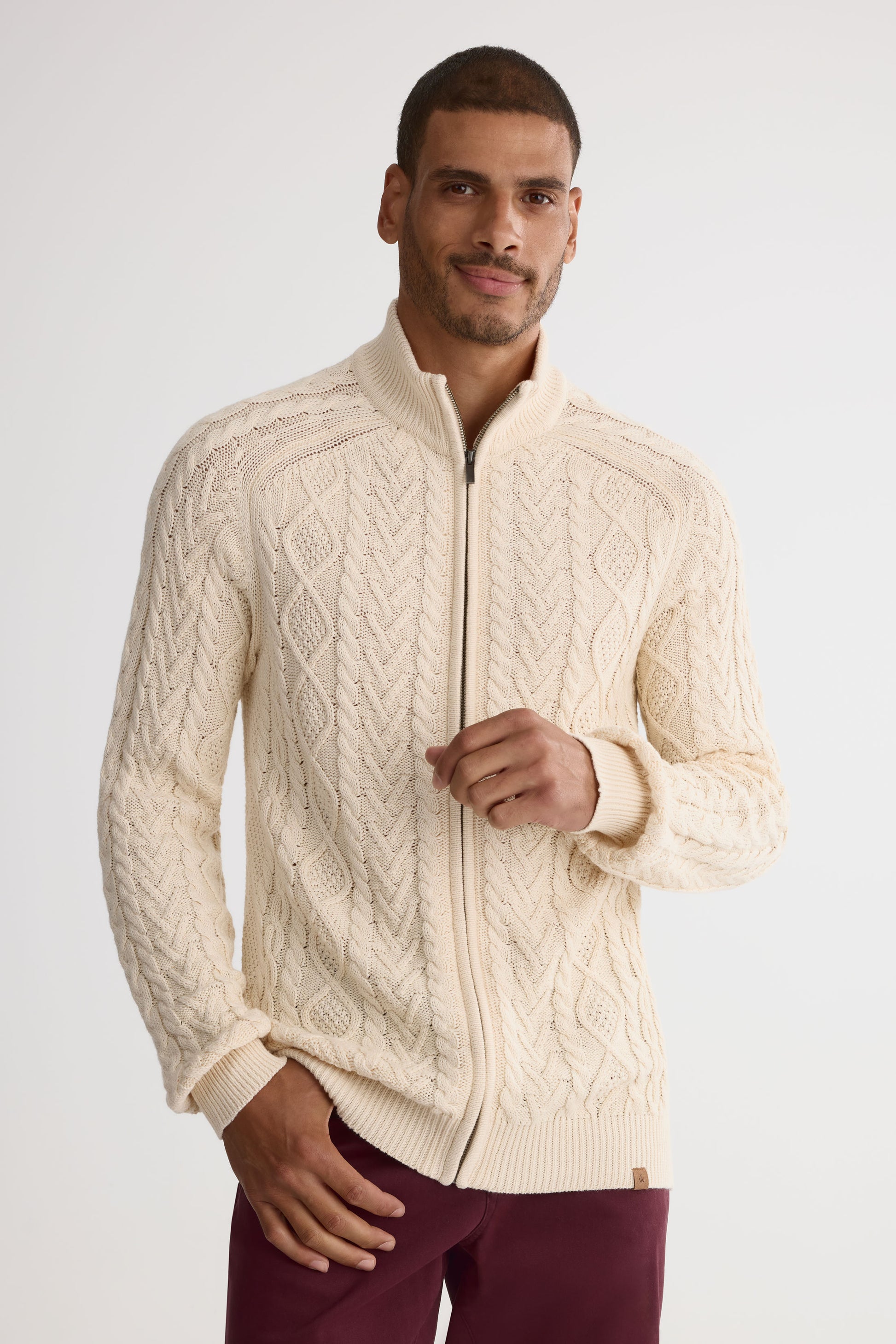 Veste tricot col montant - Homme && BEIGE