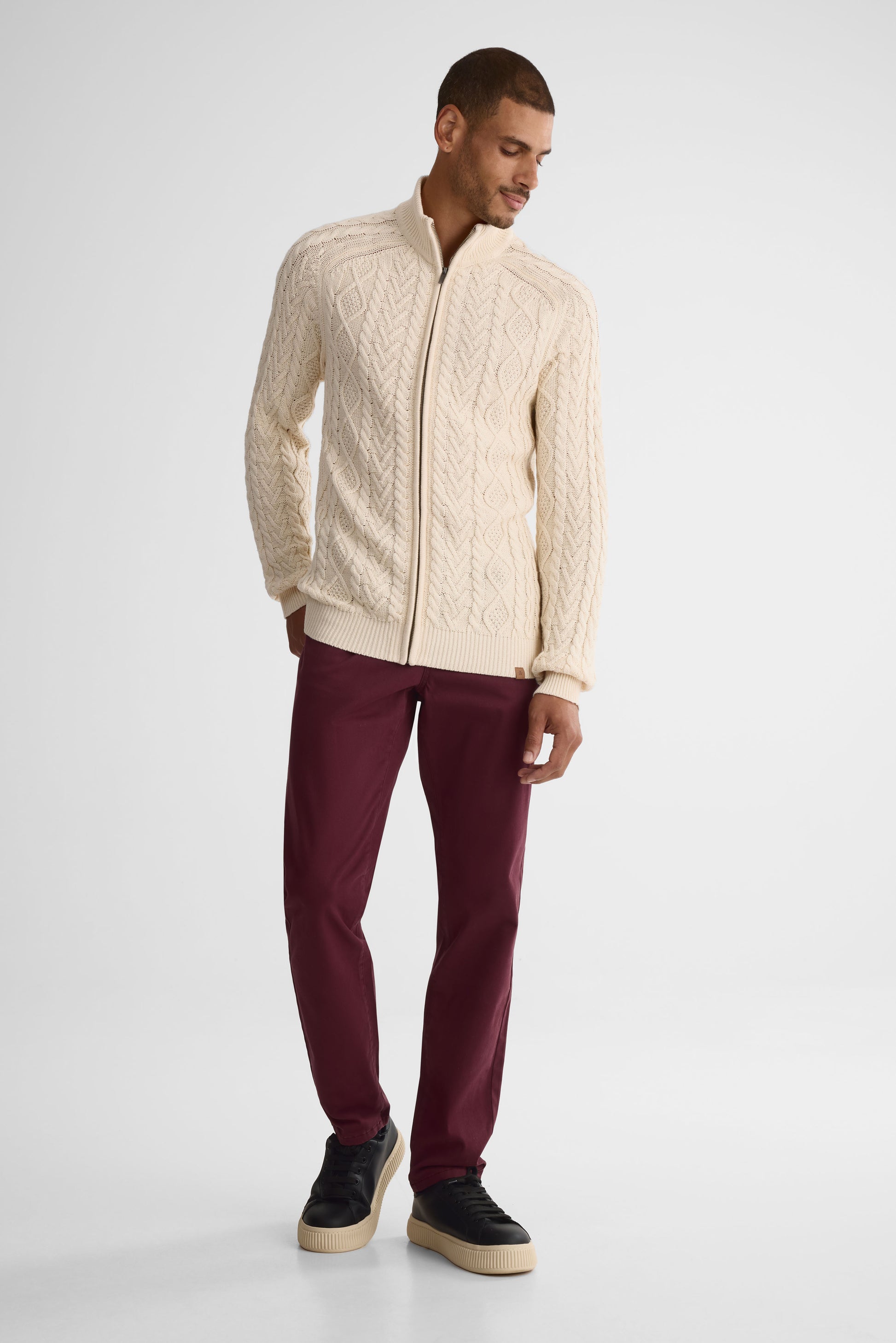 Veste tricot col montant - Homme && BEIGE