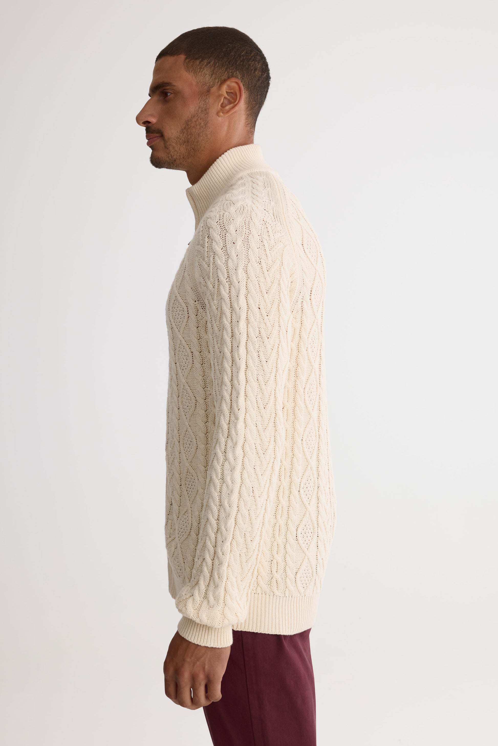 Veste tricot col montant - Homme && BEIGE