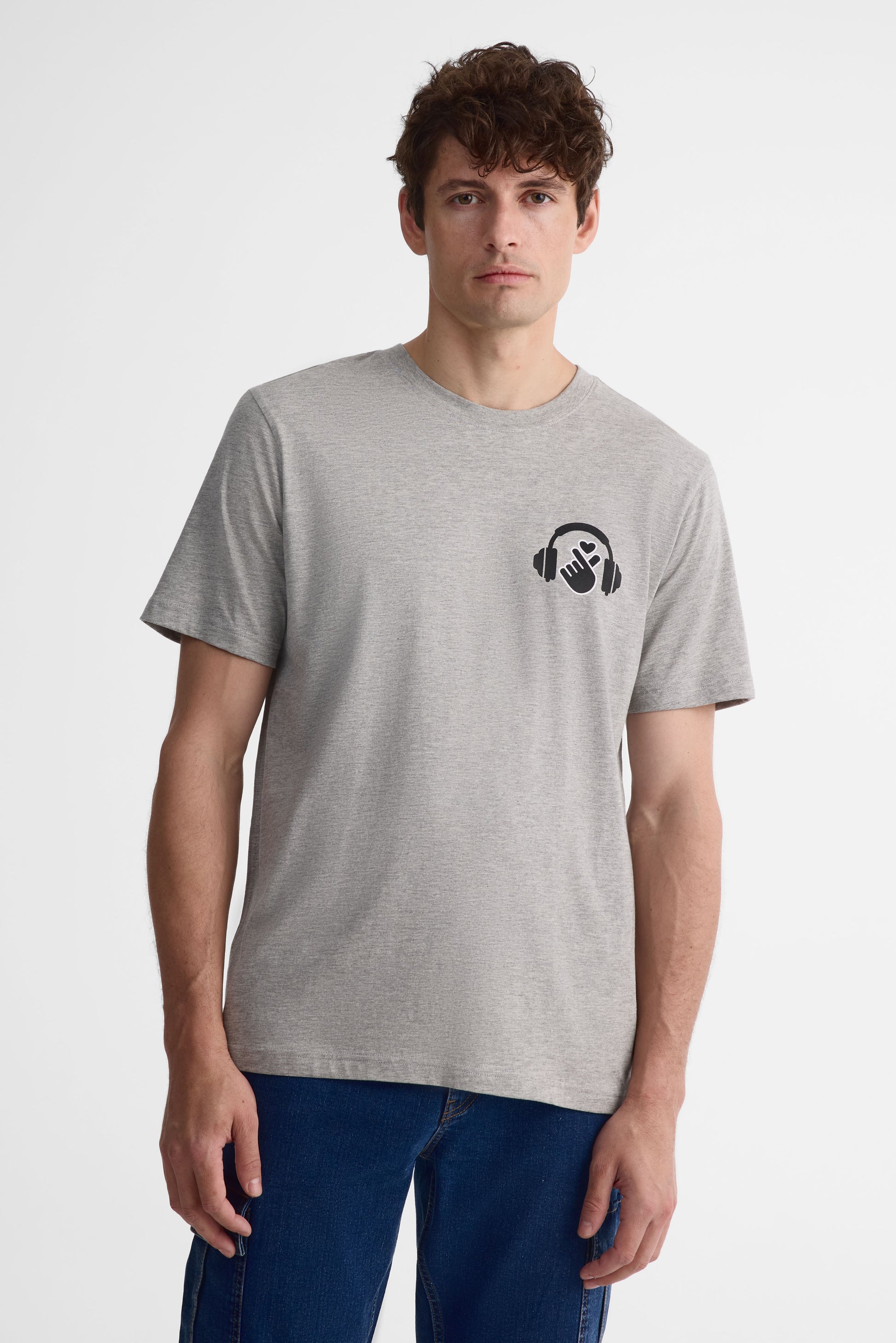 T-shirt col rond - Homme && GRIS MIXTE