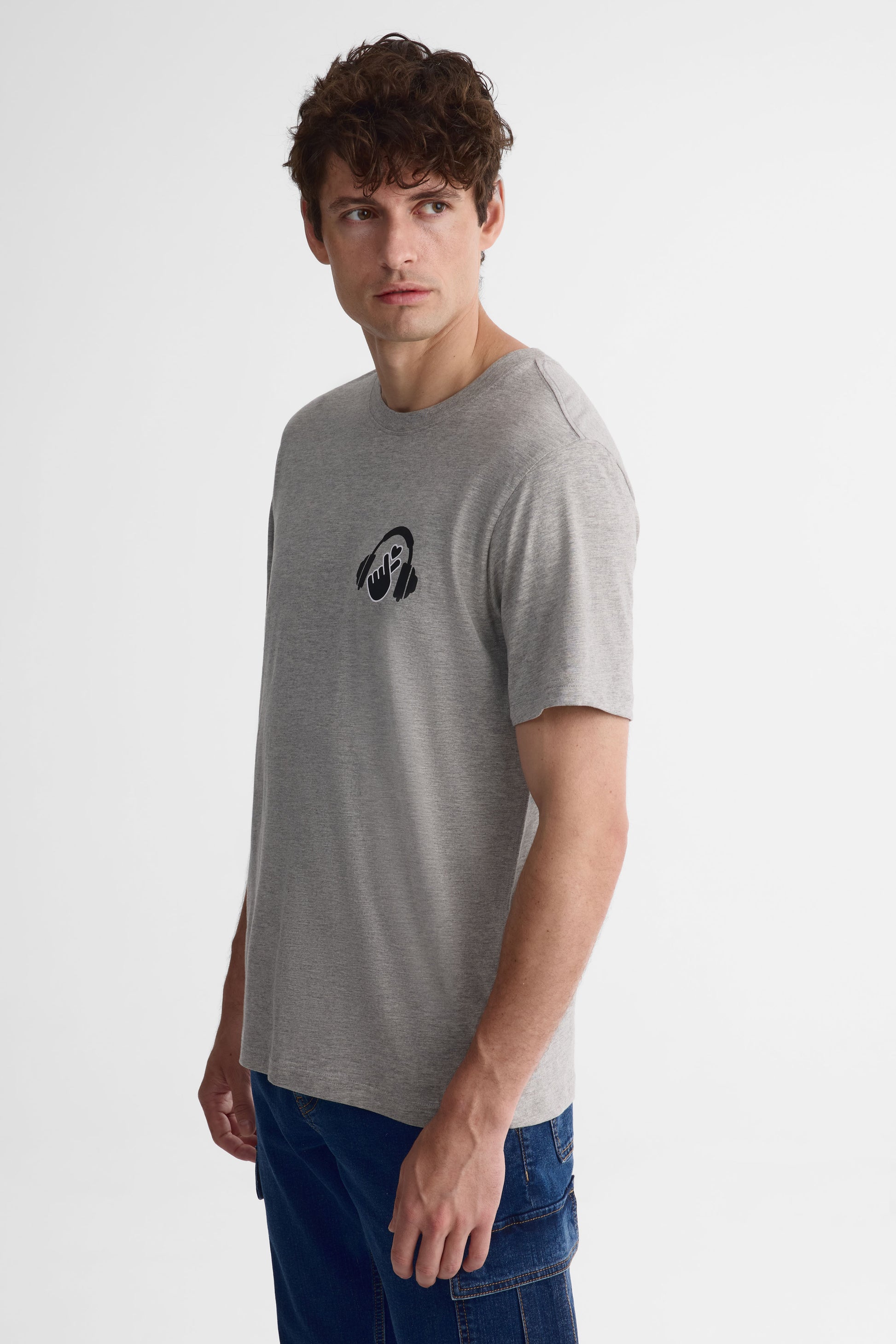 T-shirt col rond - Homme && GRIS MIXTE